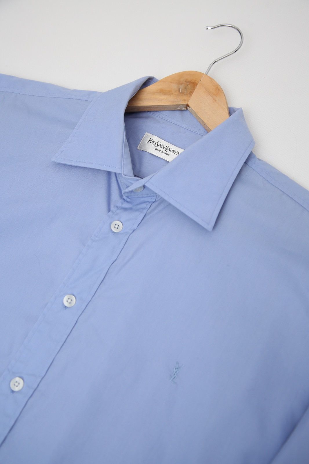 Vintage × Yves Saint Laurent Vintage Yves Saint Laurent Blue Shirt Small Logo Oldmoney Size US M / EU 48-50 / 2 - 2 Thumbnail
