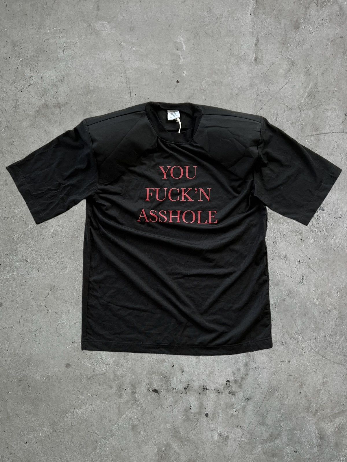 Vetements AW/17 Vetements “You Fuckn Asshole” Shoulder Pad Tee | Grailed