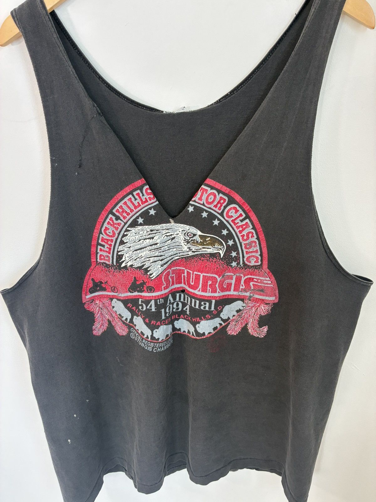 Vintage Sturgis 1994 Bike Rally Single Stitch Thrashed Cut Off Shirt Size US XL / EU 56 / 4 - 2 Thumbnail