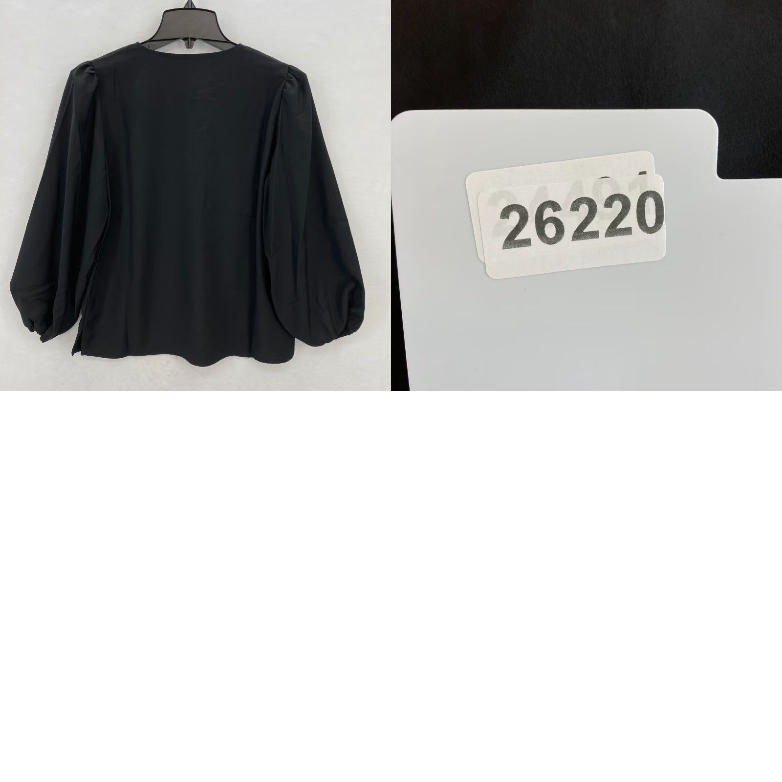 J.Crew J.CREW Puff Sleeve Satin Back Crepe Top Women's SP Petite Black Keyhole Neckline Shirt Size S / US 4 / IT 40 - 9 Thumbnail