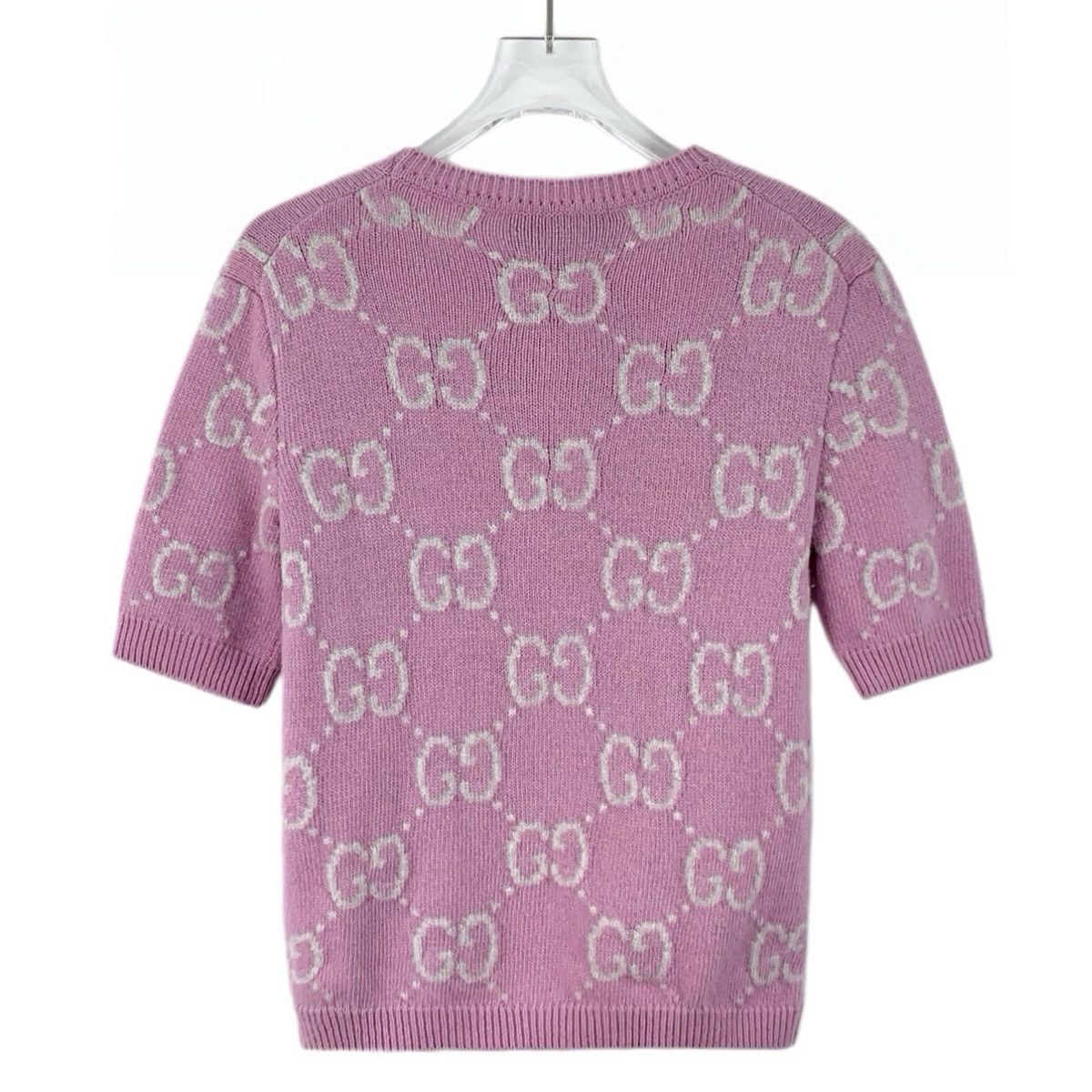 Gucci Gucci Allover Logo Jacquard Wool Short Sleeve Knit Top K26WX Size XS / US 0-2 / IT 36-38 - 2 Thumbnail