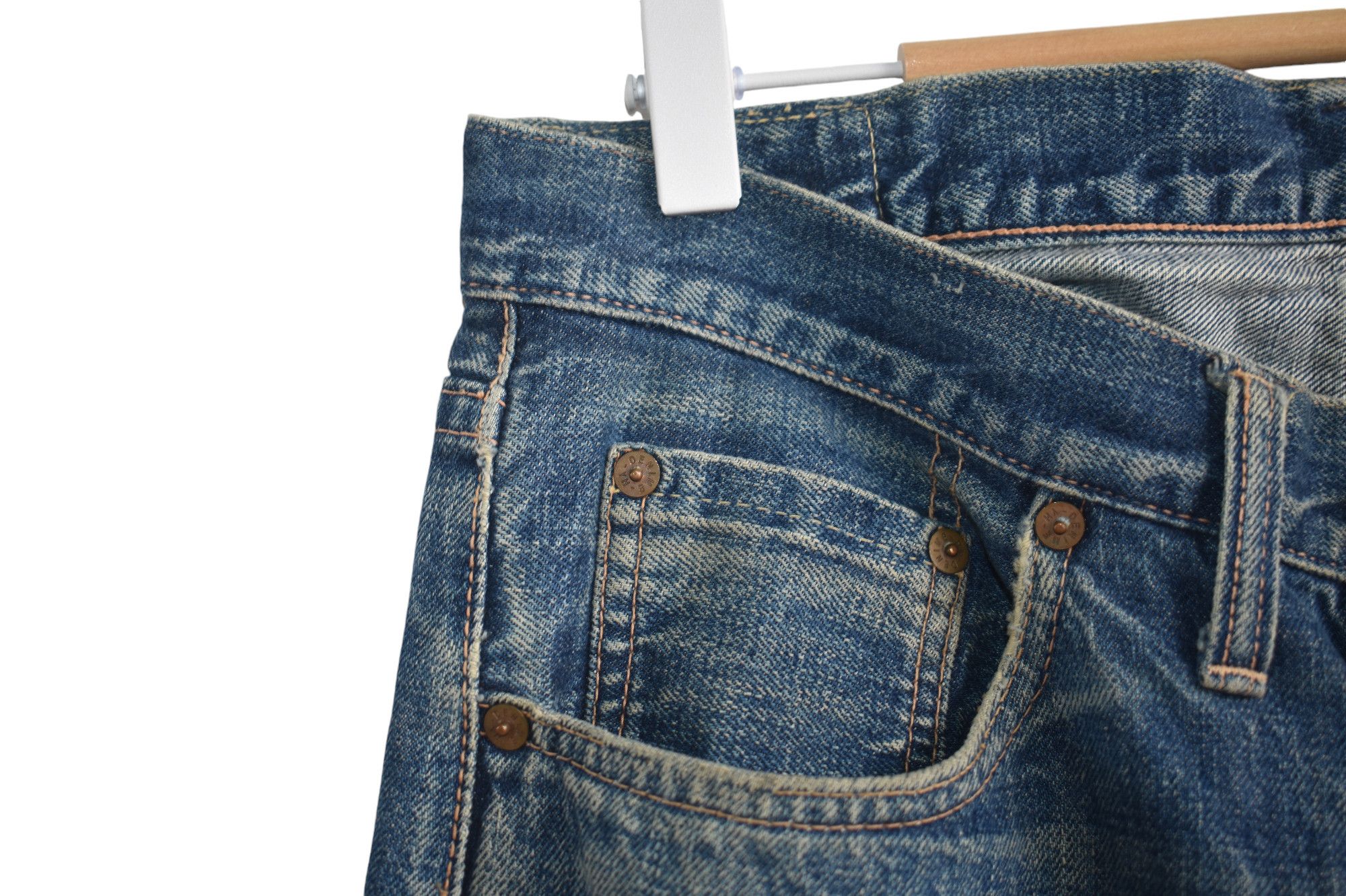 Denime × If Six Was Nine × Japanese Brand Wide Leg 🔥 Denime Japanese Faded Distress Jeans W31 Size US 31 - 4 Thumbnail