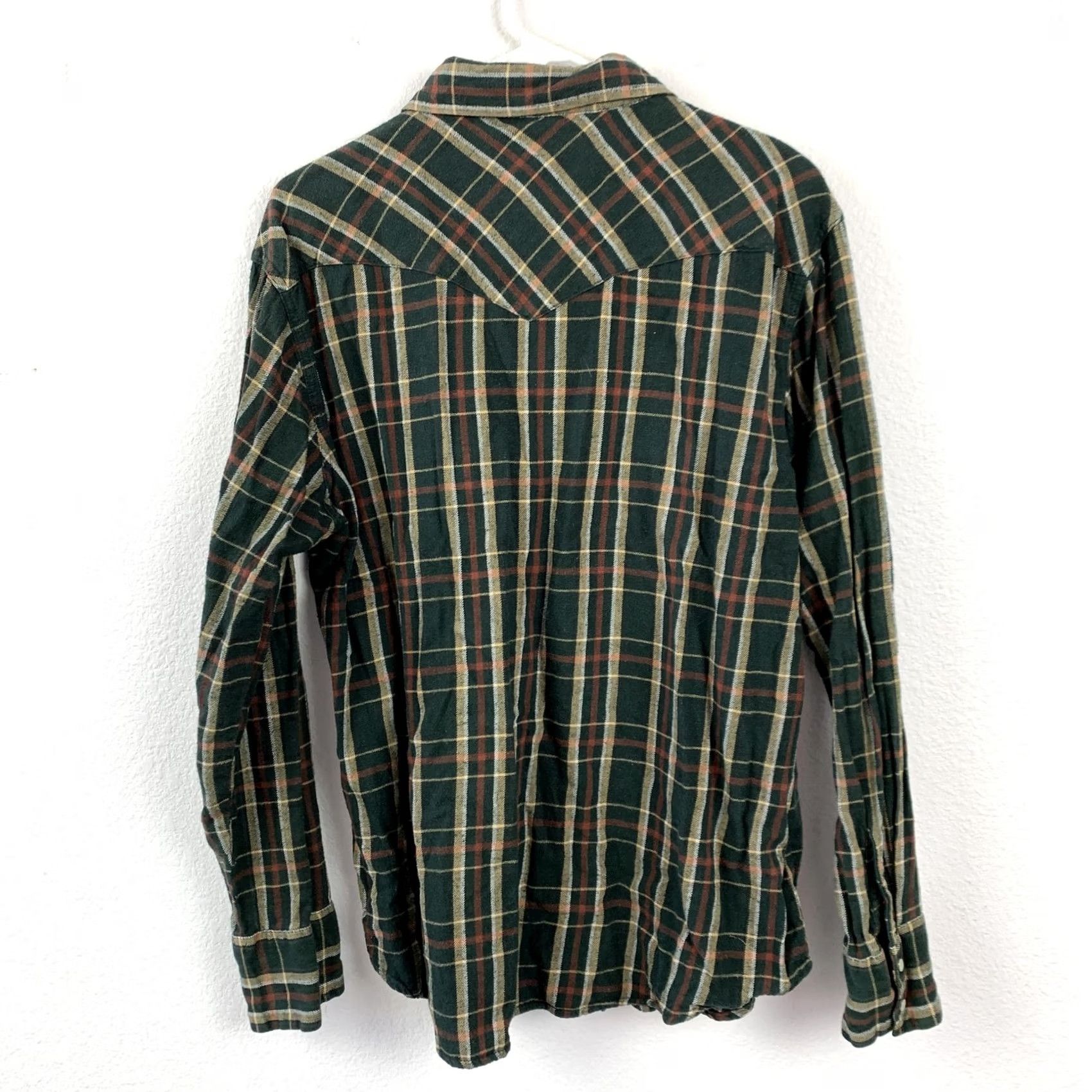 Wrangler VINTAGE Wrangler Western Shirts Plaid Flannel Shirt Long Sleeve Pearl Snap Mens XL Green Red Tan White Casual Button-Down Size US XL / EU 56 / 4 - 6 Thumbnail