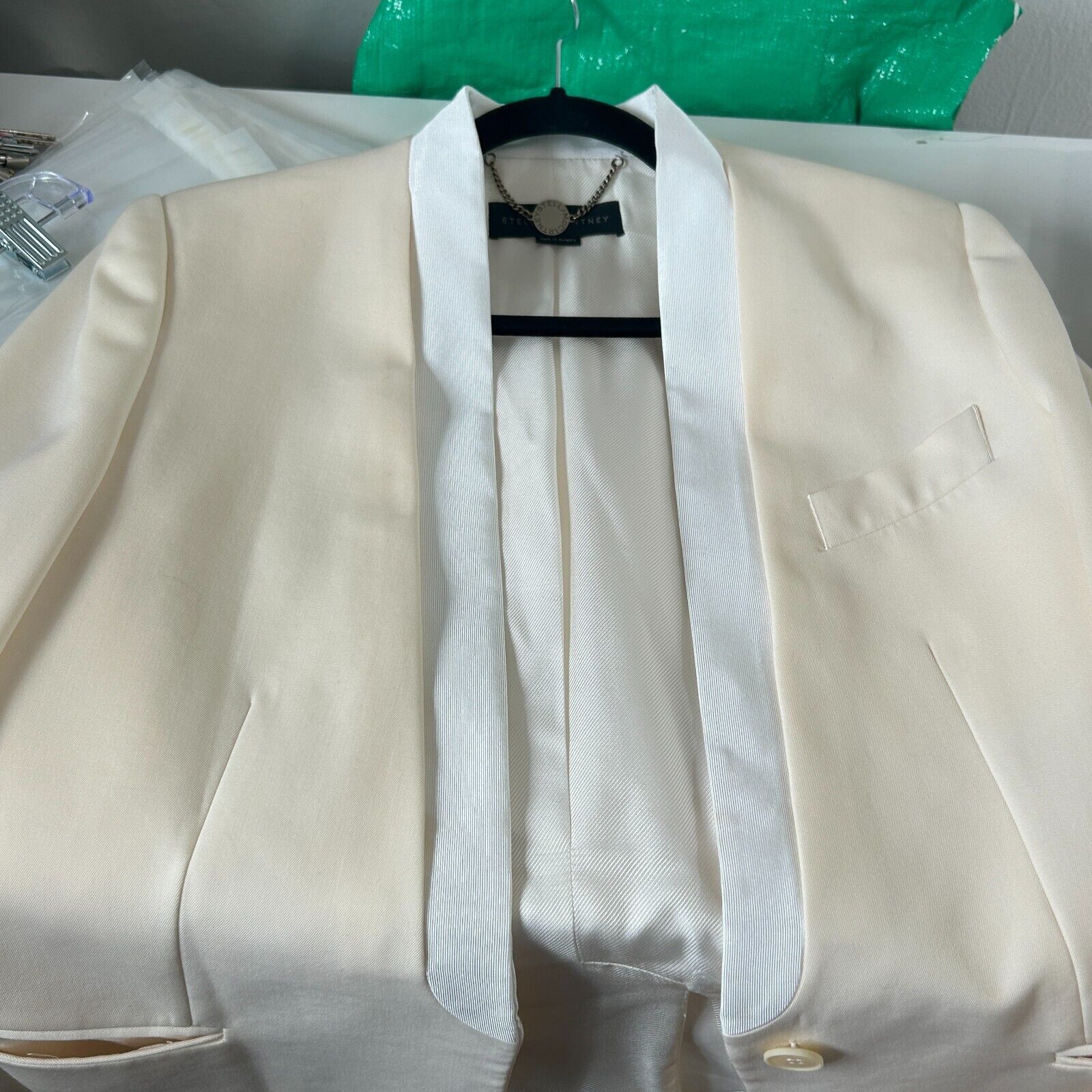 Stella McCartney Stella McCartney Cream White Lapel 1-Button Blazer 42 / 12 Size XL / US 12-14 / IT 48-50 - 2 Thumbnail