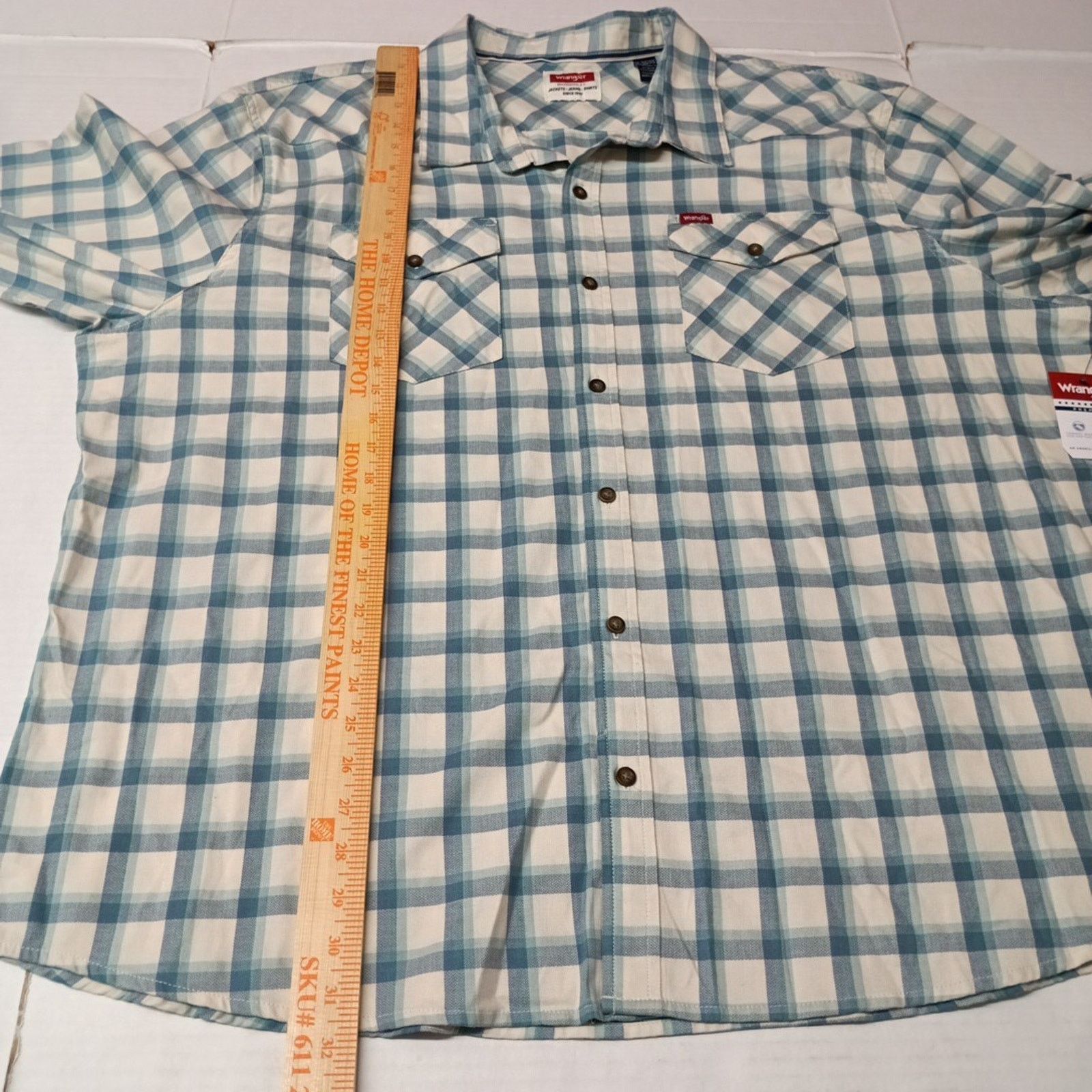 Wrangler Wrangler Cowboy Wash Twill Shirt Men's 3XL Nile Blue Checker Size US XXL / EU 58 / 5 - 6 Thumbnail