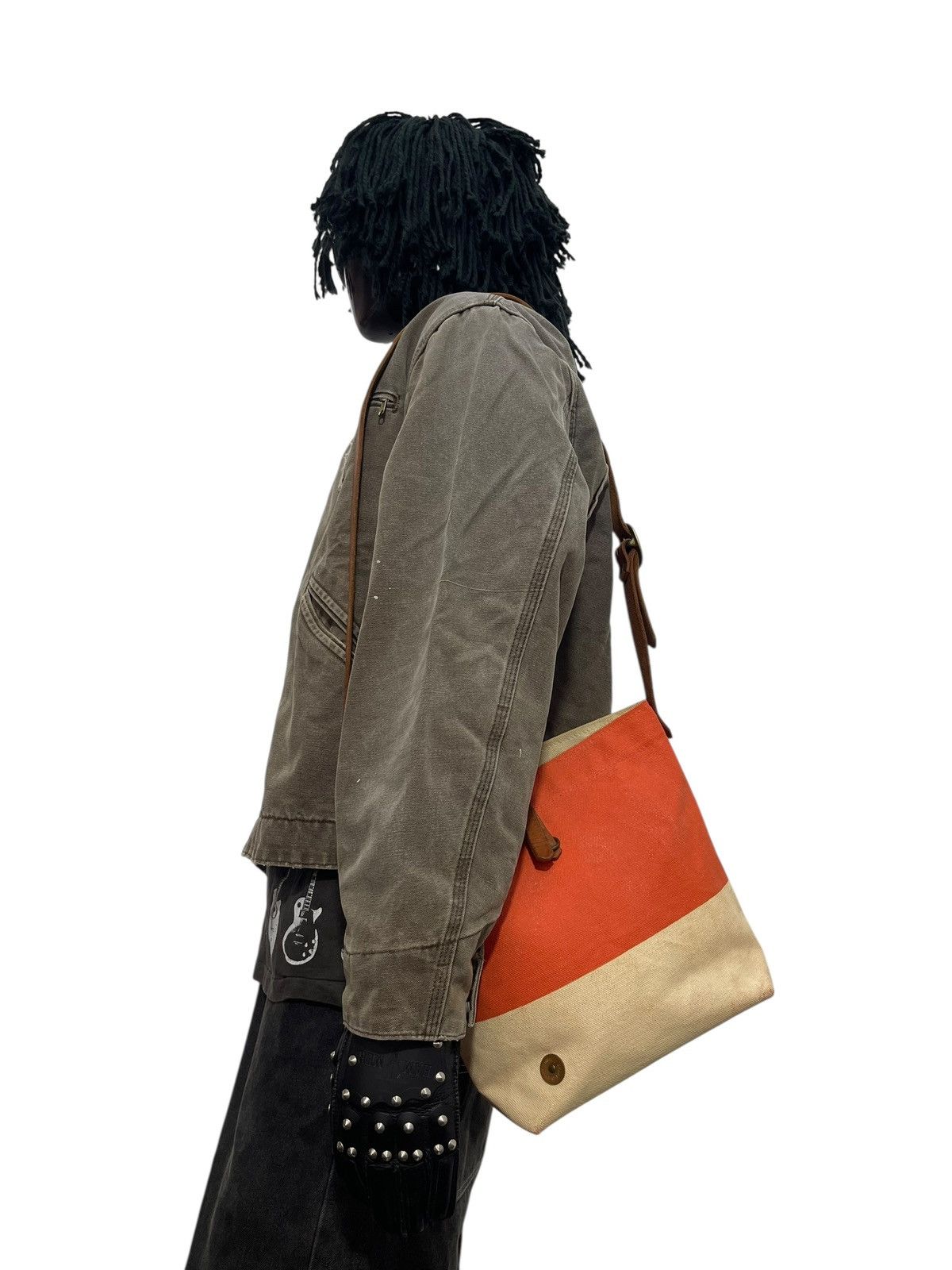 Comme des Garcons × Stussy Leather Cotton Coated Sunset Craftman Cross Body Bag 7🟩 Size ONE SIZE - 2 Thumbnail