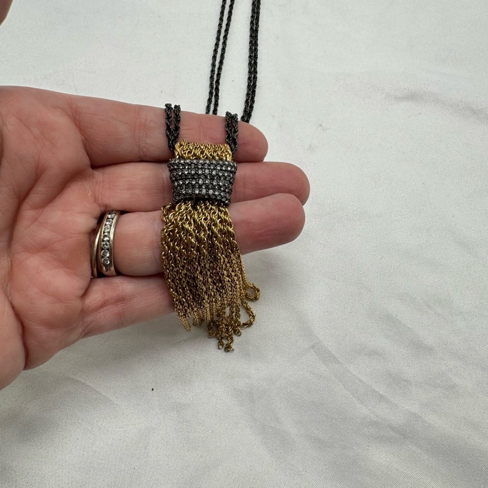 NBDN Nobrandedon Stella & Dot Windsor Pave Tassel long statement necklace Size ONE SIZE - 2 Thumbnail