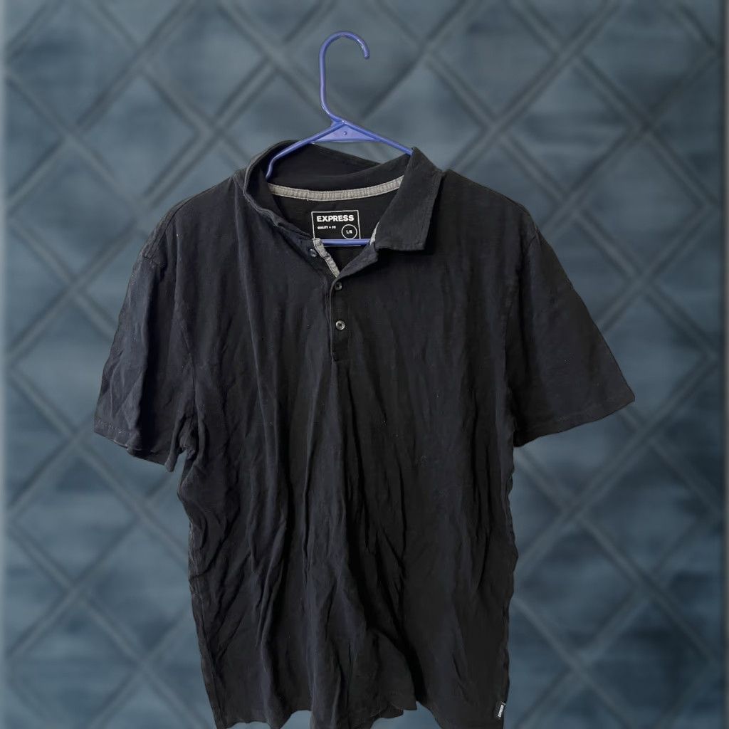 Express VINTAGE Express Shirt Mens Size Large Black Polo Short Sleeve Pique Polo Shirt Express Modern Fit Mens Large Black Polo Size US L / EU 52-54 / 3 - 1 Thumbnail