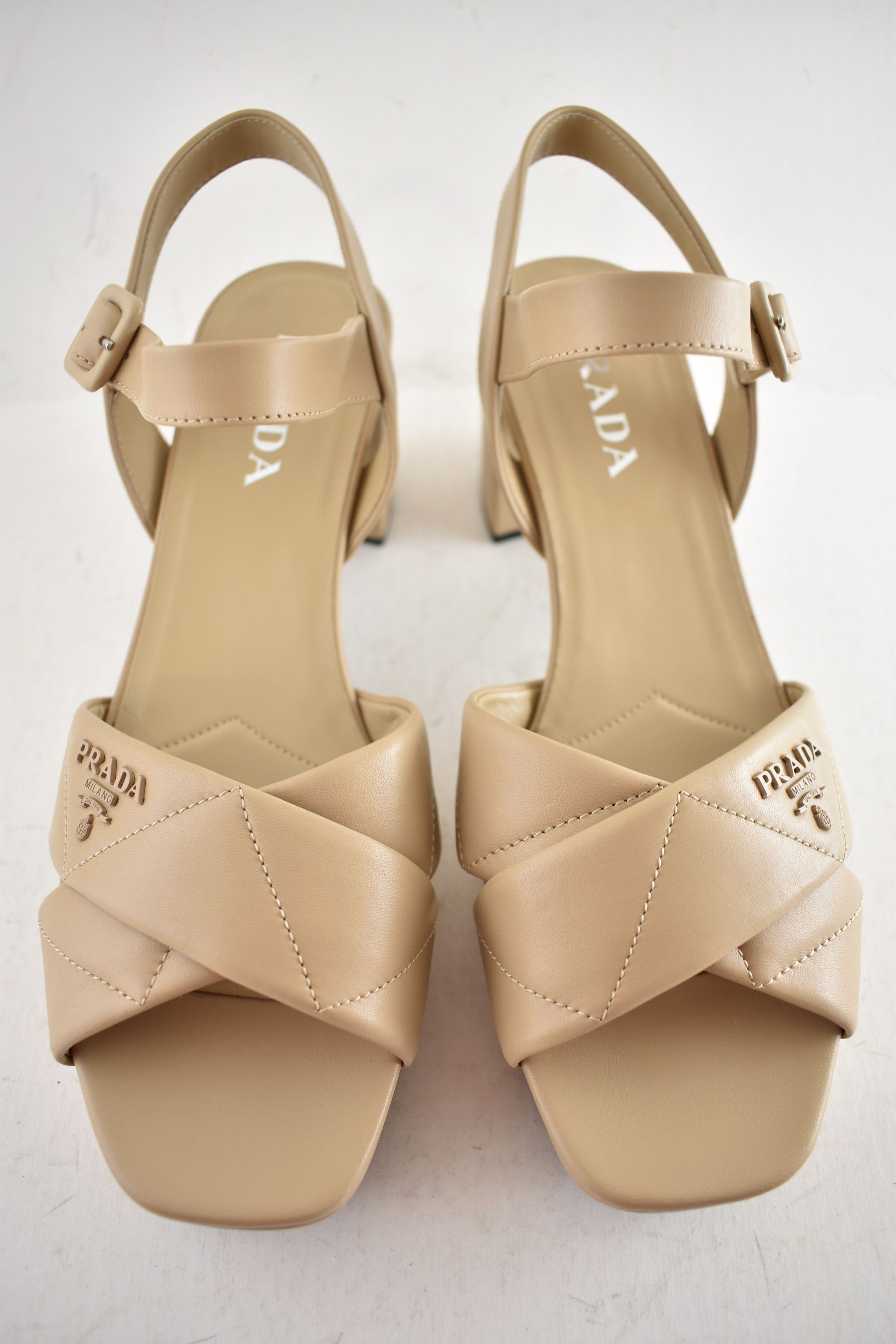 Prada Prada 65mm Nude Platform Sandal Ankle Strap Block Heel 41 Size US 11 / IT 41 - 12 Thumbnail
