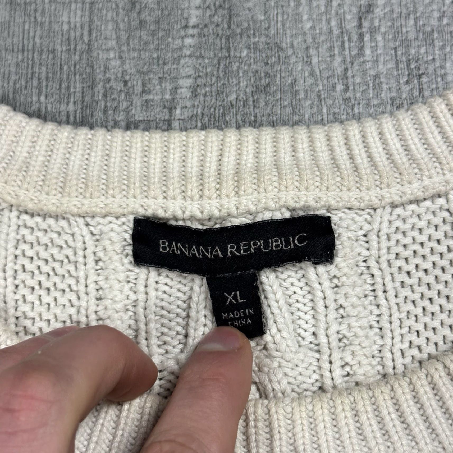 Banana Republic VINTAGE Banana Republic Women’s Chunky Cable Knit Fisherman Sweater XL Ivory Pullover Autumn Winter Size XL / US 12-14 / IT 48-50 - 3 Thumbnail