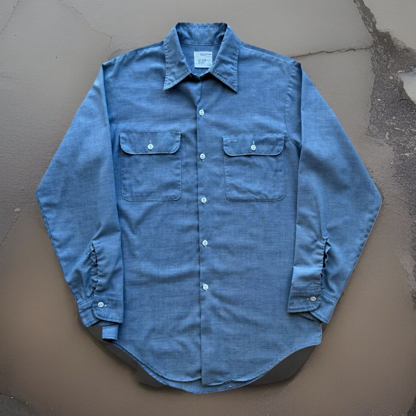 トップス BIG MAC CHAMBRAY SHIRT M USED 1960's Big Mac Brand JC Penney Chambray Button Up Vintage