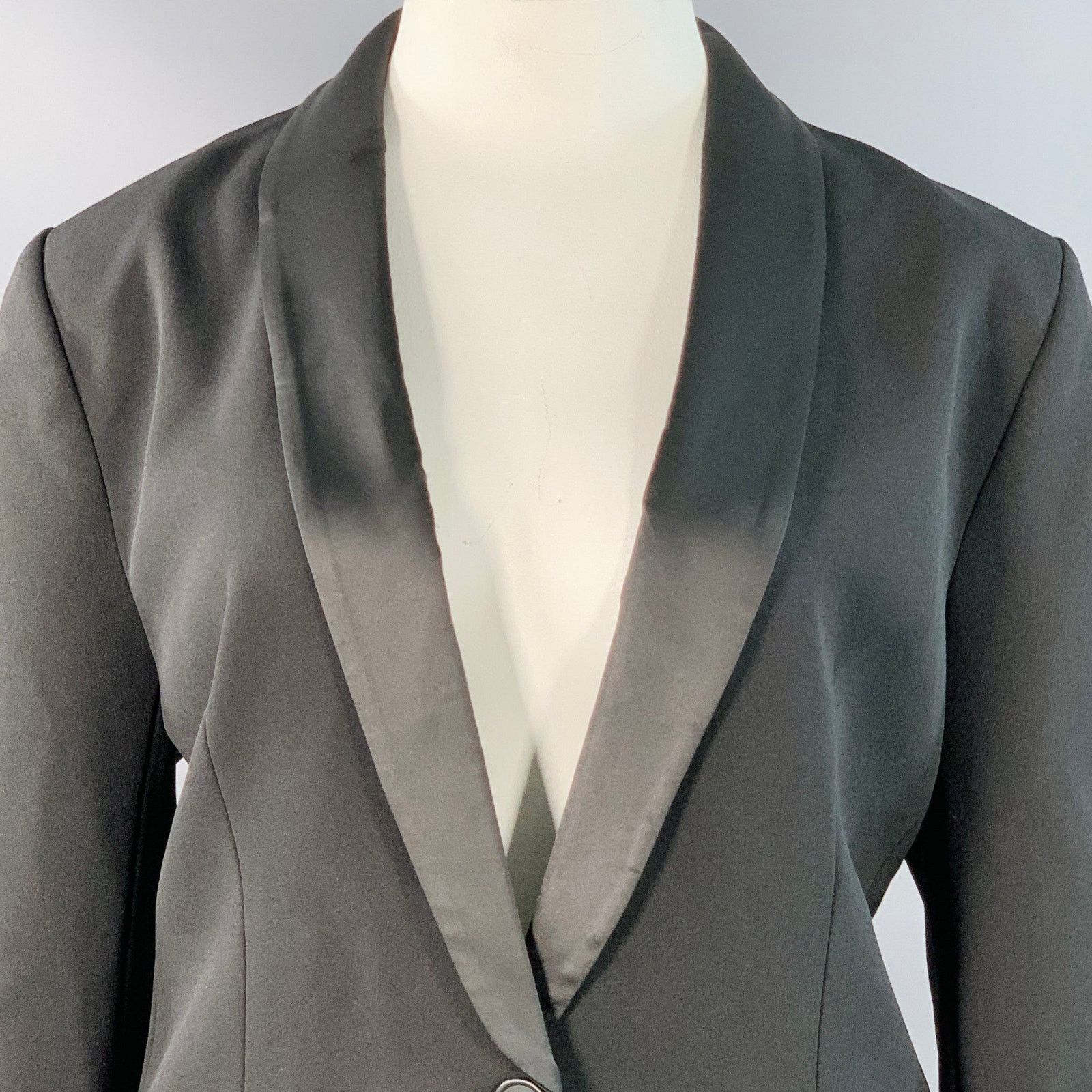 Zac Posen Black Polyester Shawl Collar Single Button Jacket Blazer Size XL / US 12-14 / IT 48-50 - 2 Thumbnail