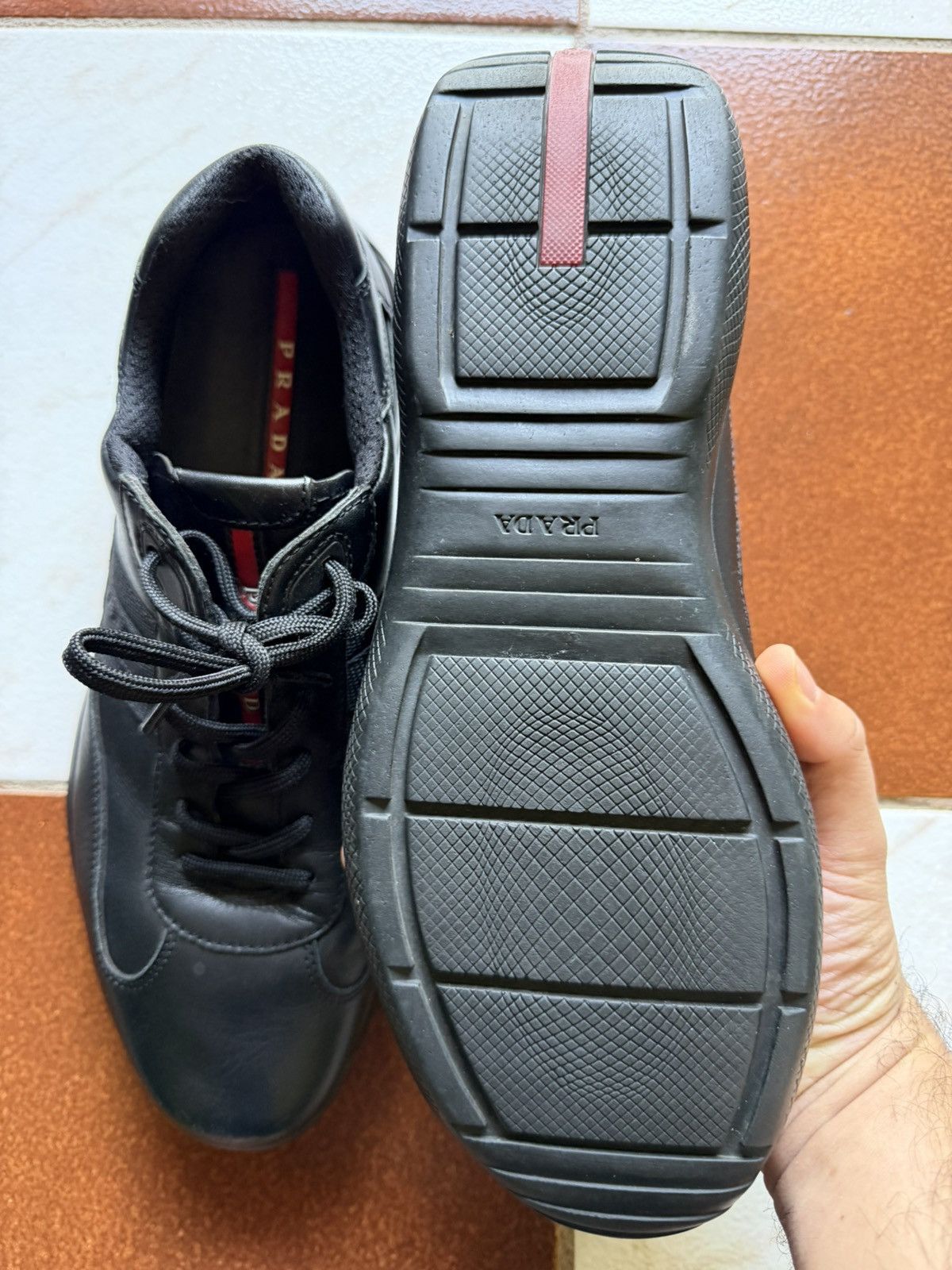 Prada Americas Cup OG All Black Leather Size US 10 / EU 43 - 4 Thumbnail