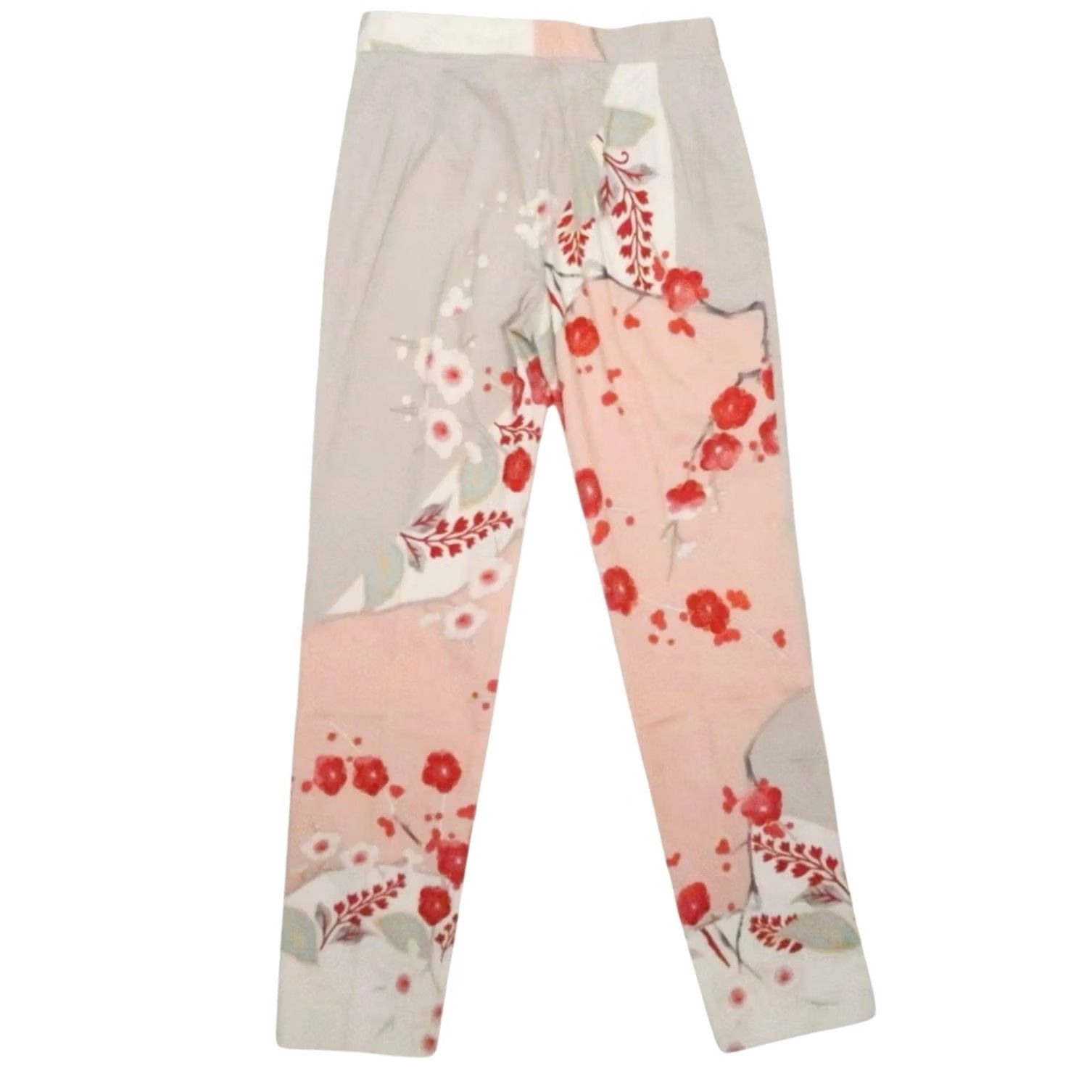 Vintage VINTAGE Vintage 90s Tan Cherry Blossom Floral Print Pants 27" Size 28" / US 6 / IT 42 - 3 Thumbnail