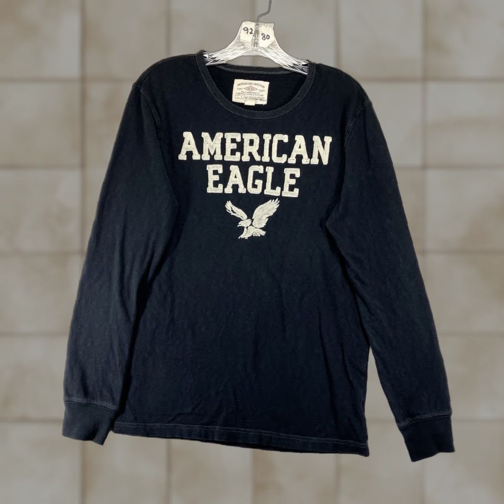 American Eagle Outfitters VINTAGE American Eagle Shirt Long Sleeve Men Small Black Classic Fit Embroidered Logo Crew Neck 2000s Mens Size US S / EU 44-46 / 1 - 1 Thumbnail