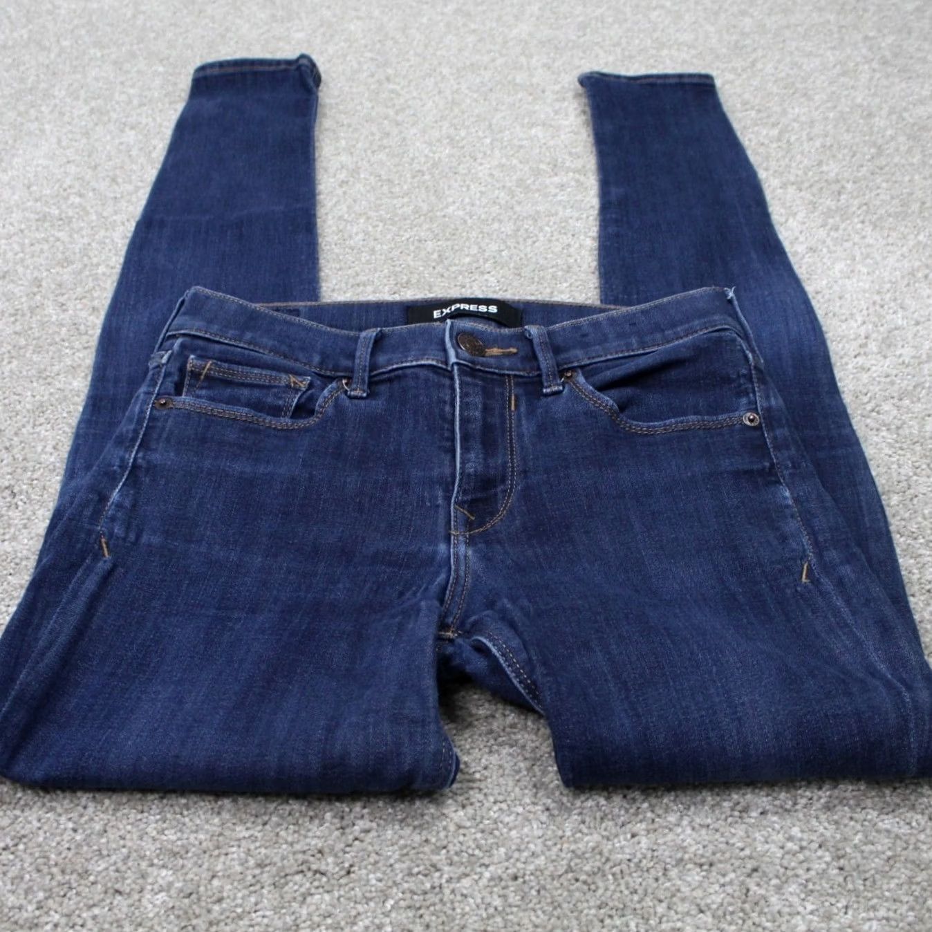 Express Express Jeans Womens 2L/2L Mid Rise Jegging Denim Blue Dark Wash 31" Inseam Stretch 90s Style Size 26" / US 2 / IT 38 - 2 Thumbnail
