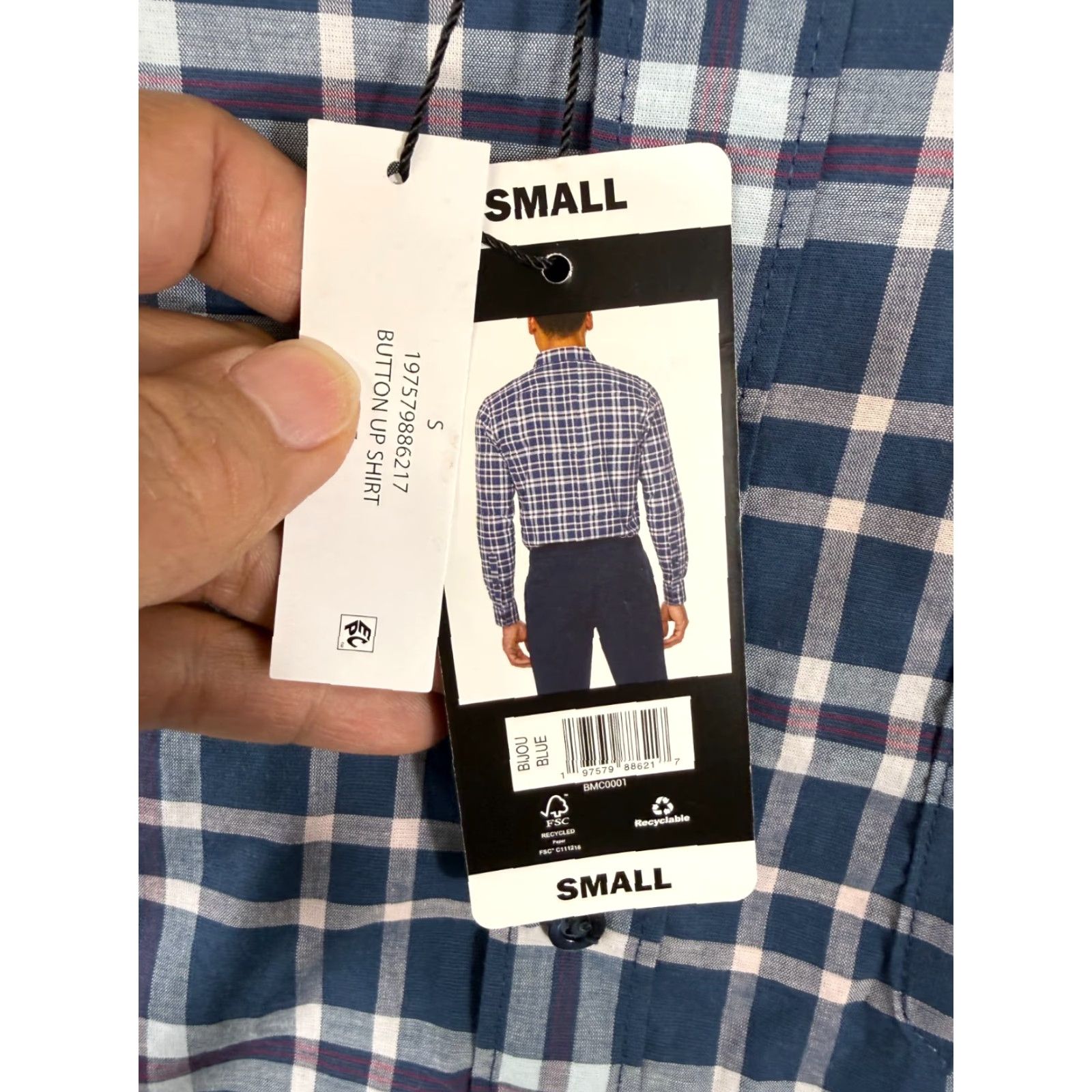 Bonobos Bonobos Button Up Shirt Mens Small Blue White Plaid Stretch Long Sleeve NWT Size US S / EU 44-46 / 1 - 6 Thumbnail