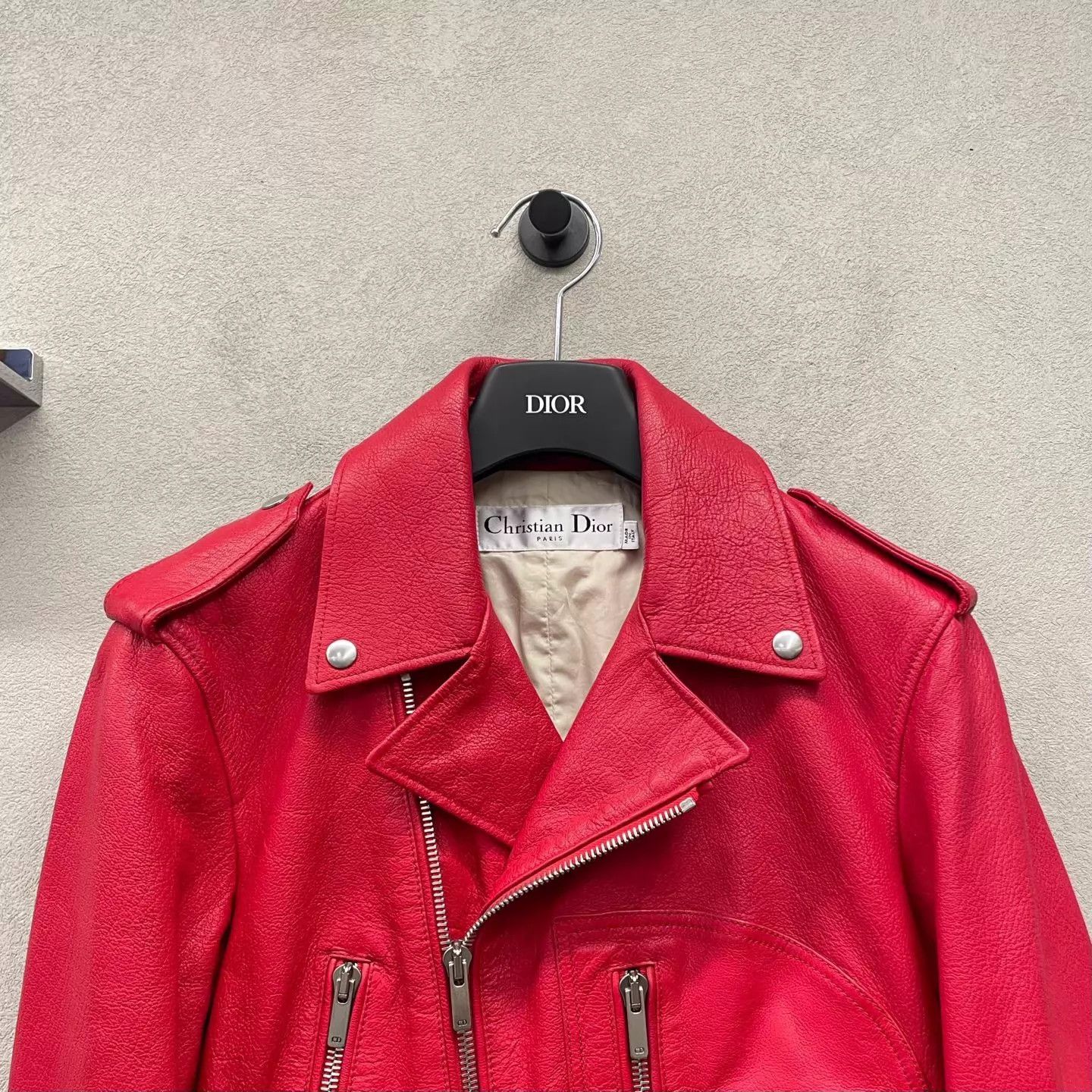 Dior Dior Vibrant Red Leather Biker Jacket Women's 34 Edgy Size XS / US 0-2 / IT 36-38 - 4 Thumbnail