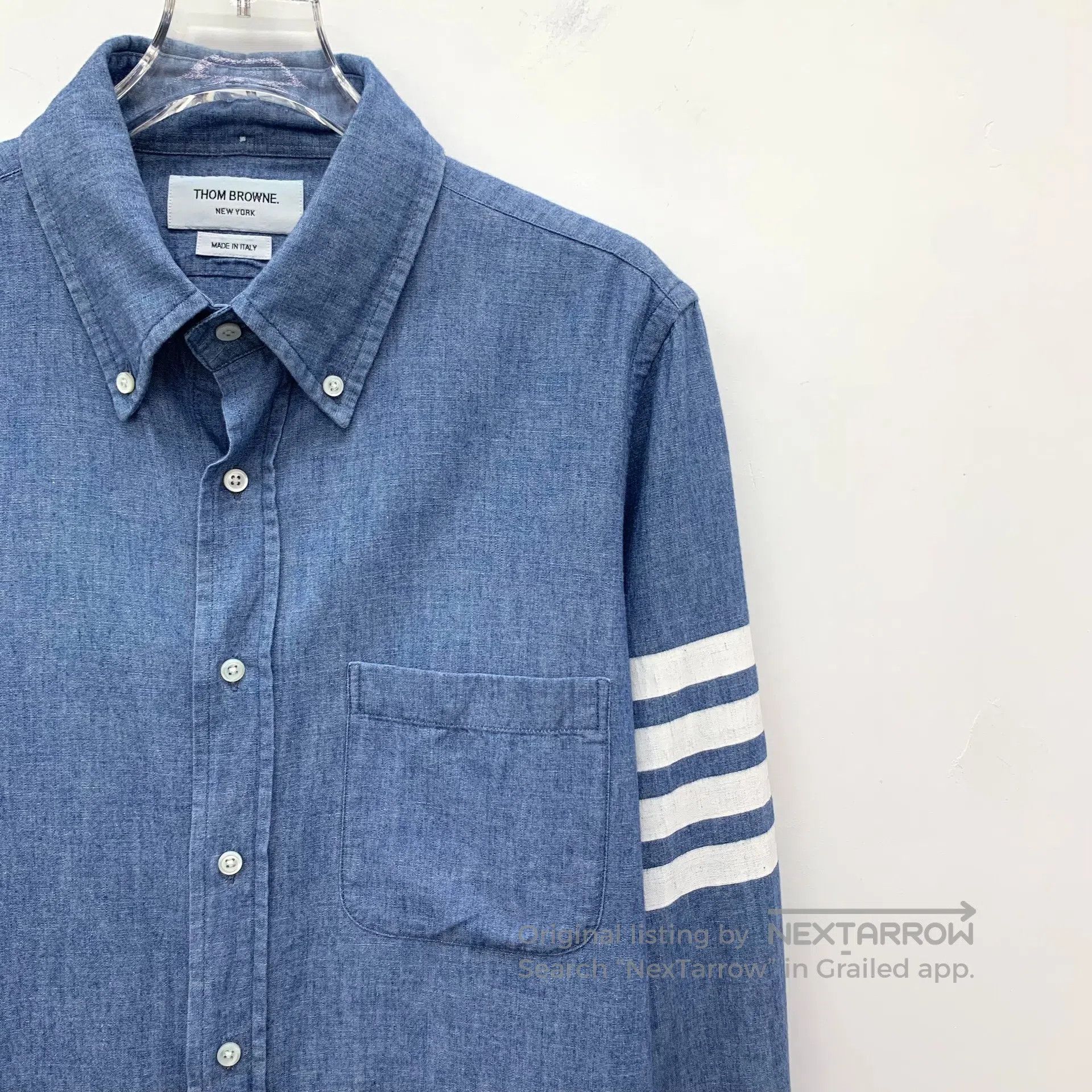Thom Browne Thom Browne Classic blue four-stripe cotton collar single- Size US S / EU 44-46 / 1 - 3 Thumbnail