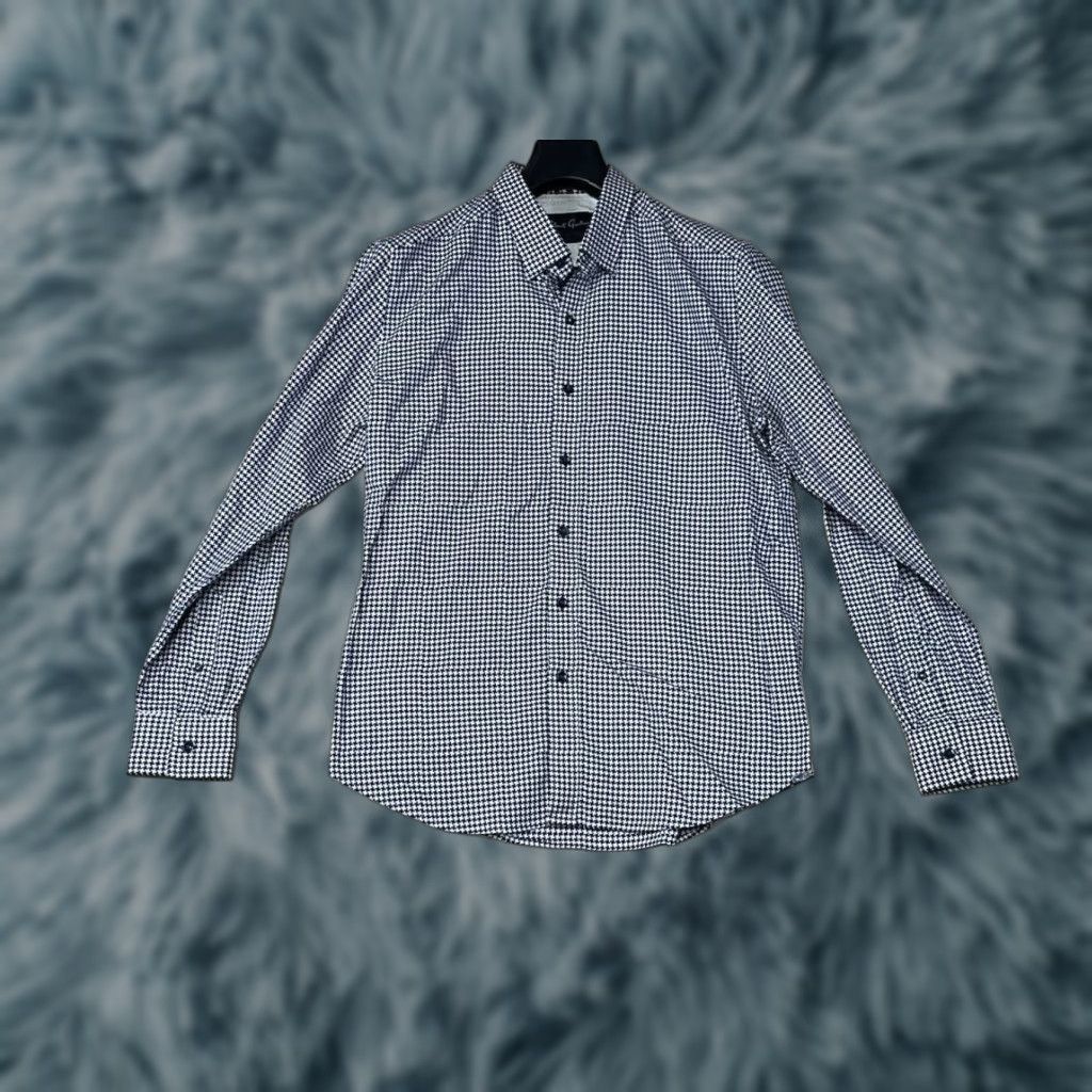Robert Graham Robert Graham Shirt Button-Up Long Sleeve Men L Blue Houndstooth Button-Down Collar Size US L / EU 52-54 / 3 - 1 Thumbnail