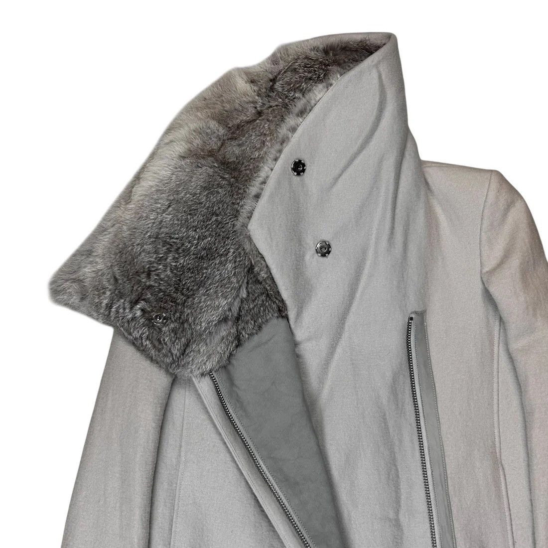 Helmut Lang Helmut Lang Asymmetric Rabbit Fur Collar Coat - AW10 Size US XS / EU 42 / 0 - 6 Thumbnail