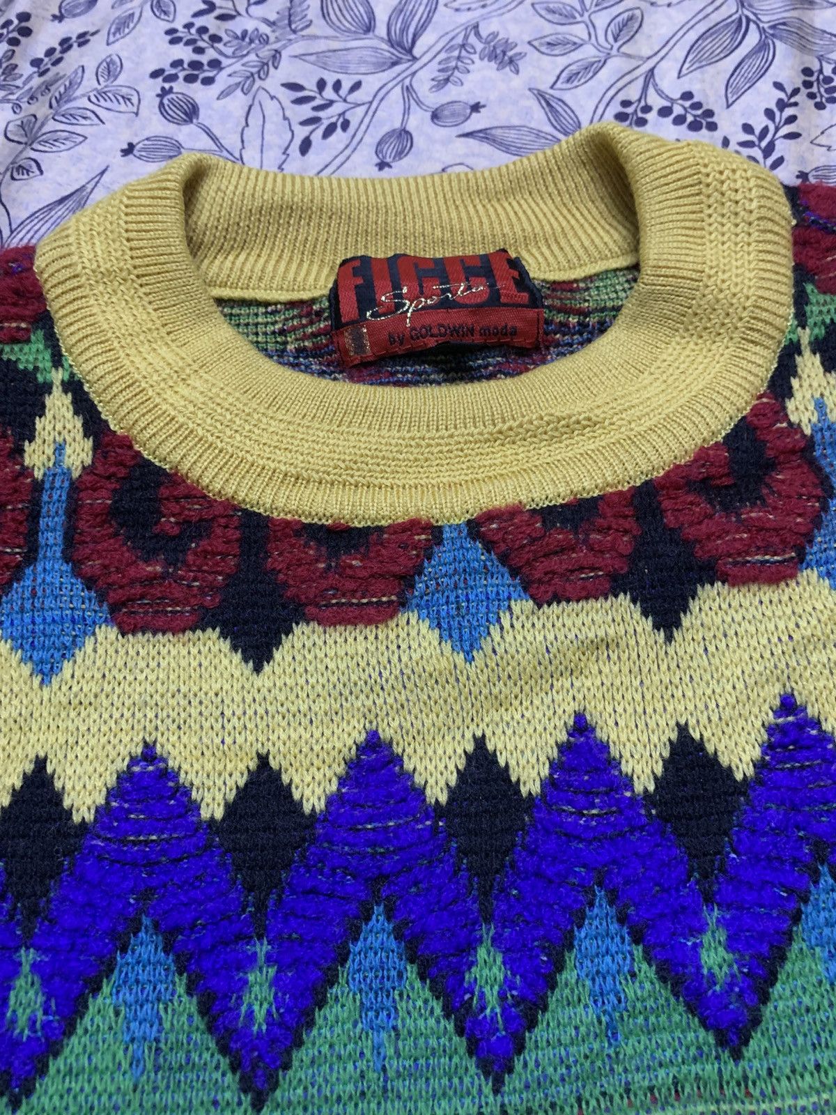 Yoshiyuki Konishi Vintage Ficce Knitted Psychedelic Multi Pattern Wool Size US L / EU 52-54 / 3 - 6 Thumbnail