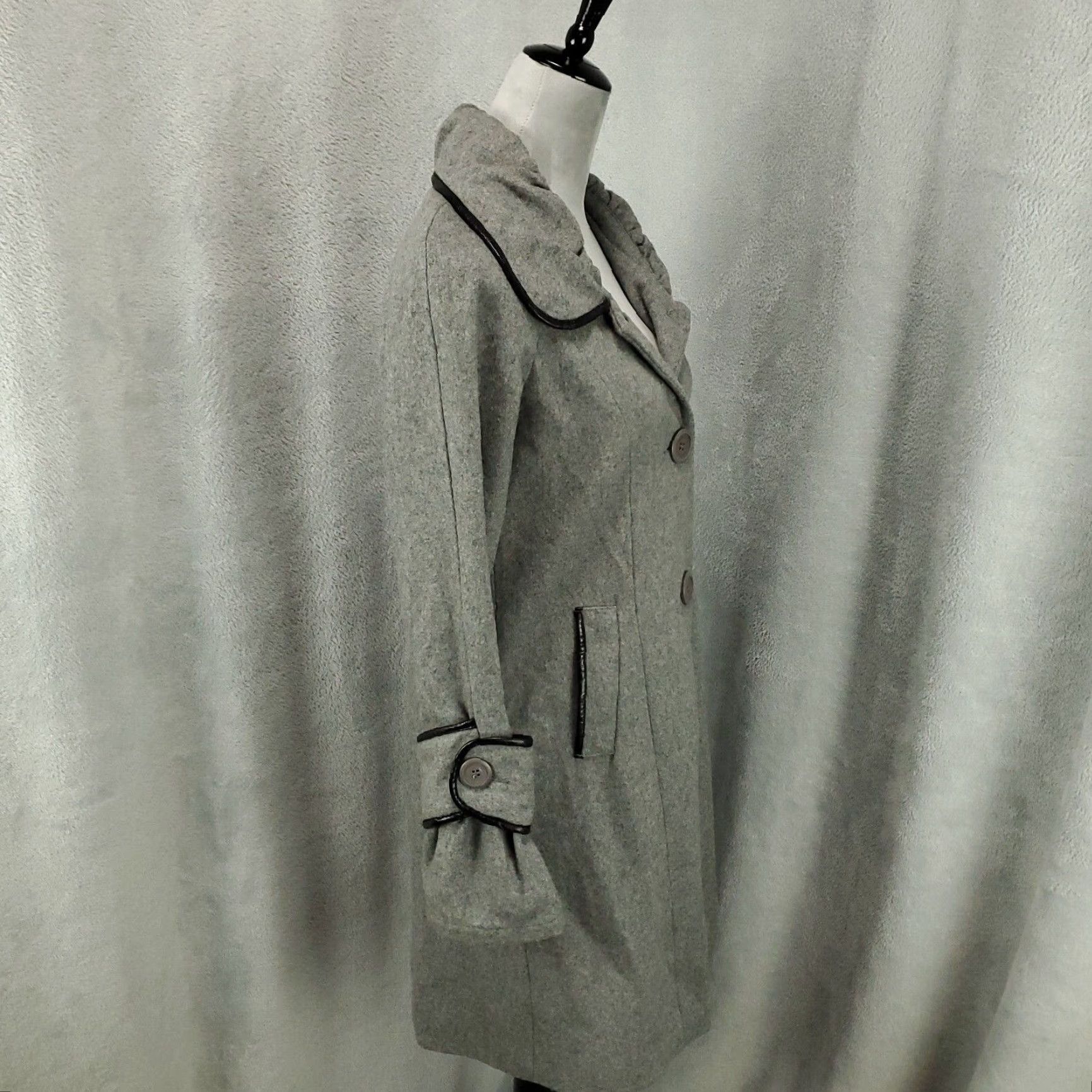 BB Dakota Womens BB Dakota Wool Blend Jacket Gray Long Longline Coat Lined Size Small Basic Jacket Pockets Collared Size S / US 4 / IT 40 - 2 Thumbnail