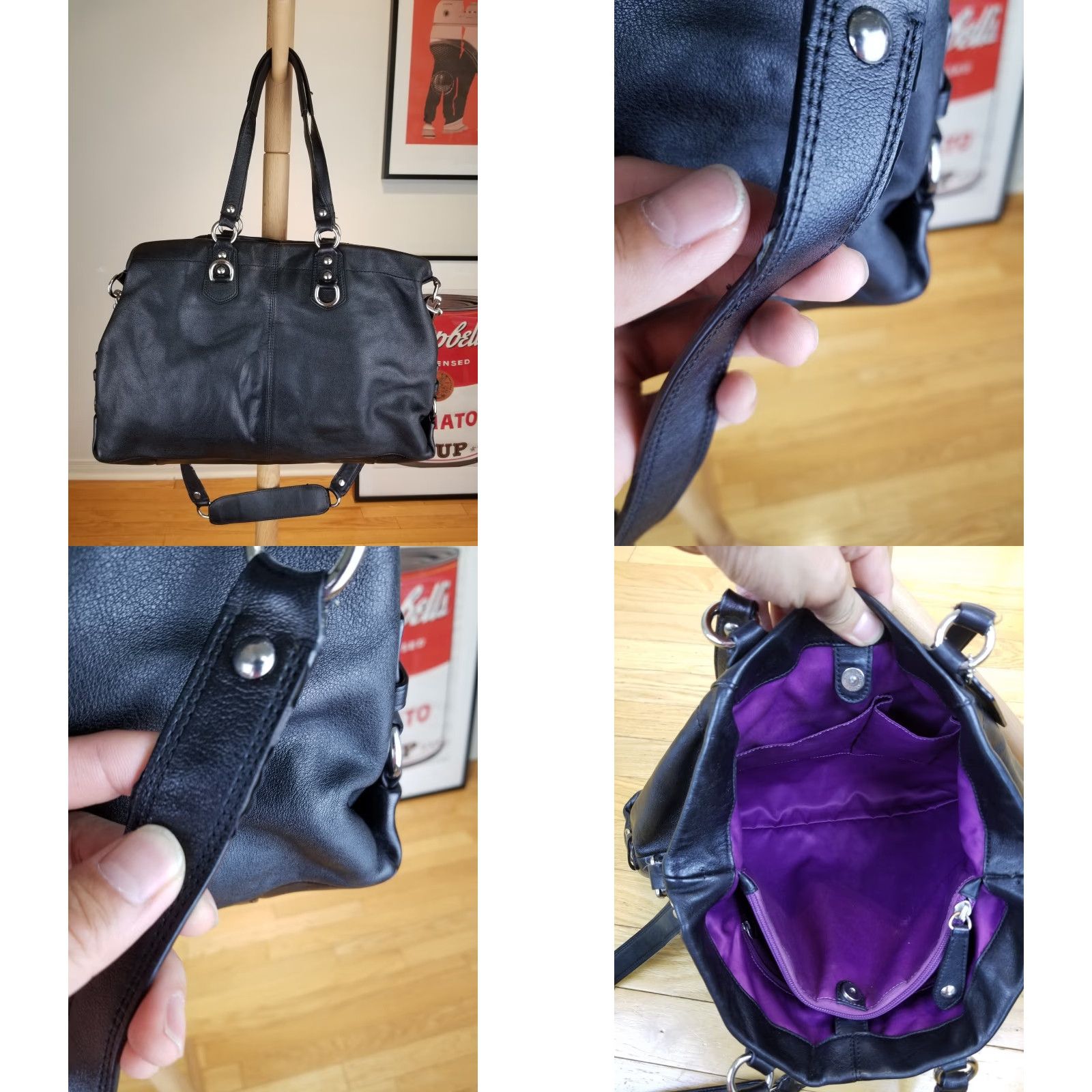 Coach VINTAGE COACH BLACK LEATHER SHOULDER HANDBAG CROSS BAG Women Medium Leather VINTAGE Y2K COACH BLACK Leading Zipper Bag 10 in x 7 in x 6 in Size ONE SIZE - 8 Thumbnail