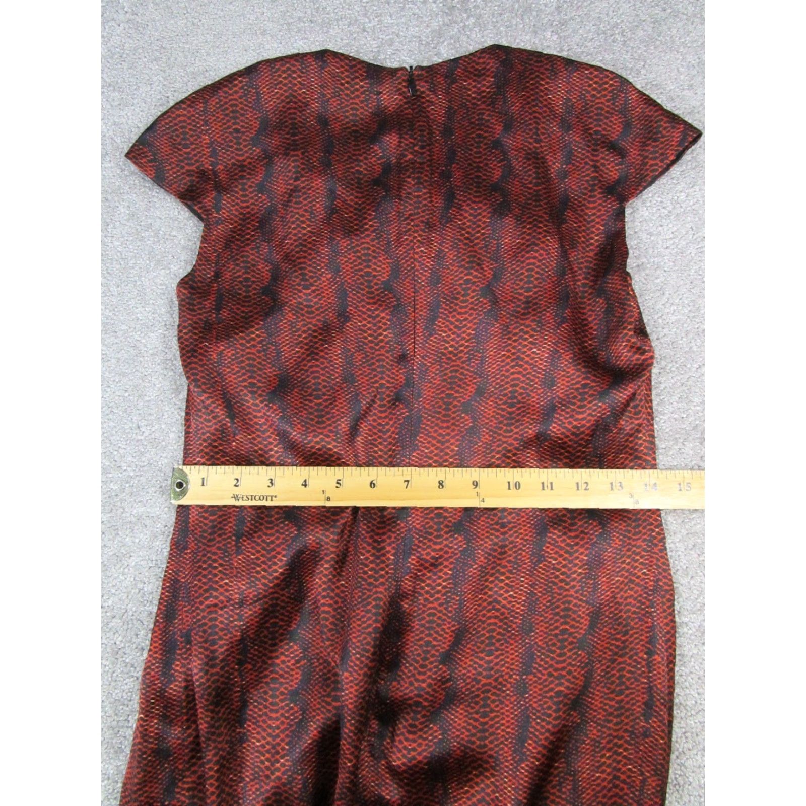 Vintage Hugo Boss Dress Womens 2 Red Satin Silk Knee Length A-Line Pencil Sheath 100% Silk Size XS / US 0-2 / IT 36-38 - 7 Thumbnail