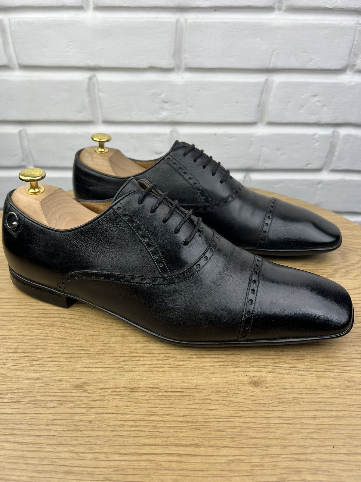 Gucci GUCCI Oxfords Leather Shoes Lace Up Back Logo Black Men’s Size US 10 / EU 43 - 4 Thumbnail