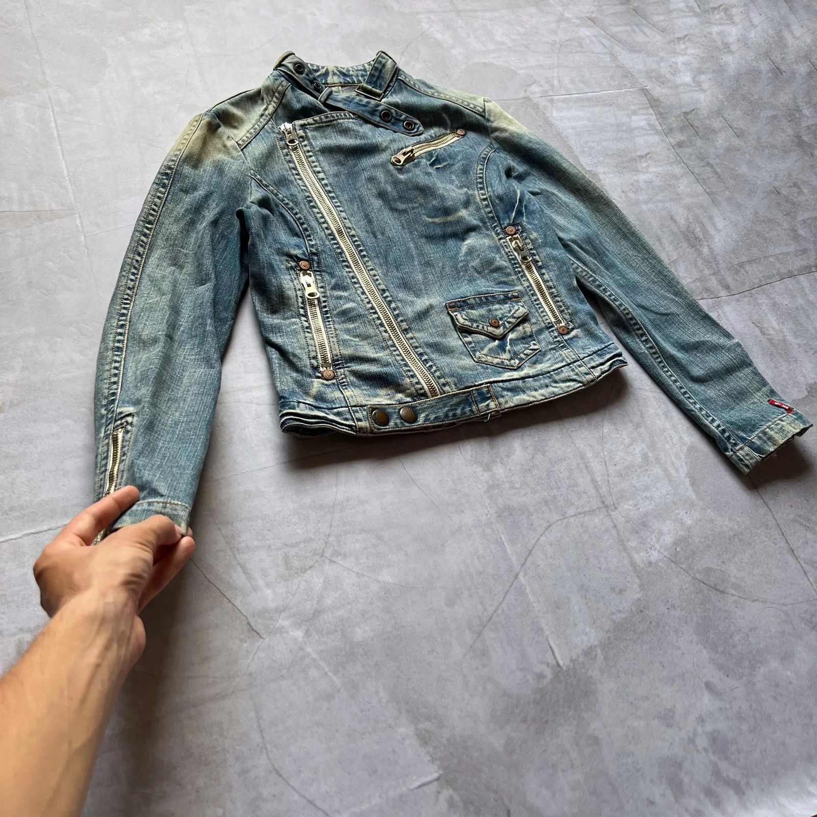 Hysteric Glamour 00s Japan Cropped bomber Denim Biker Jacket Side zip Y2K Size M / US 6-8 / IT 42-44 - 2 Thumbnail