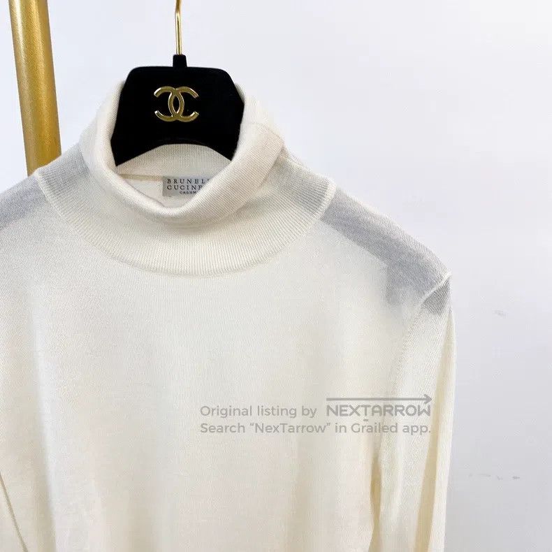 Brunello Cucinelli Brunello Cucinelli White pullover cashmere sweater Size XS / US 0-2 / IT 36-38 - 3 Thumbnail