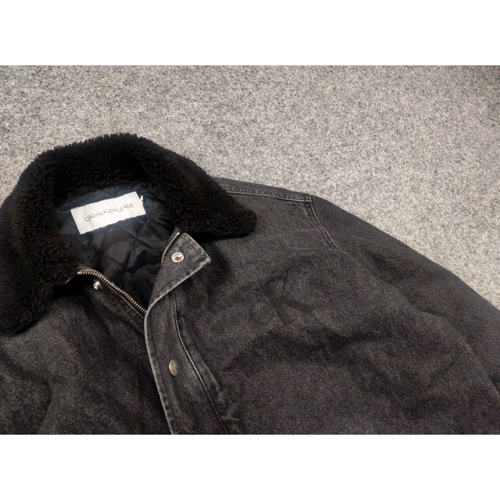 Calvin Klein Calvin Klein Jeans Sherpa Flight Bomber Jacket Denim Black Pocket Raf Style Size US 31 - 5 Thumbnail