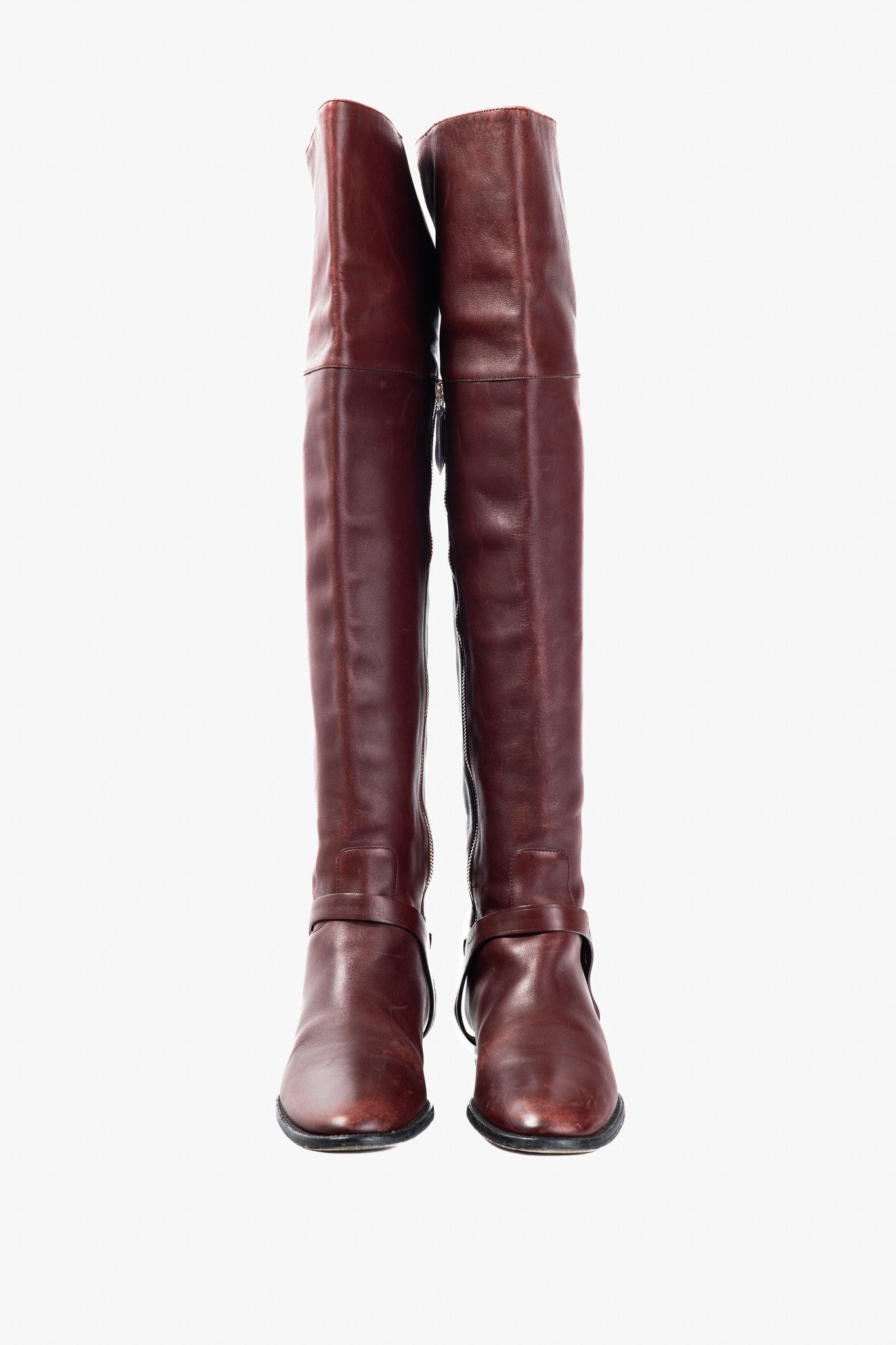 Burberry Burberry Carmack Bordeaux Leather Over-The-Knee Riding Boots Size US 7 / IT 37 - 2 Thumbnail