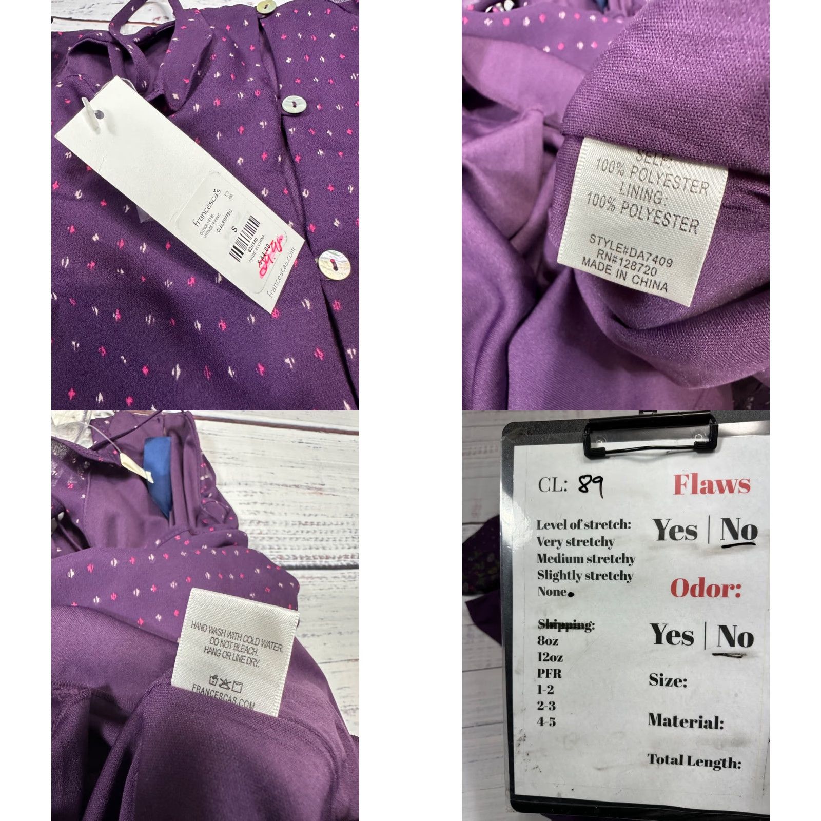 Vintage Francesca Blue Rain Purple Print Short Lined Polyester Shift Dress Sz S Women Size S / US 4 / IT 40 - 8 Thumbnail