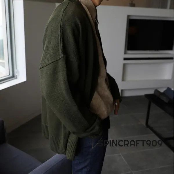 VIBE Green Button Up Knit Cardigan Sweater Size US L / EU 52-54 / 3 - 6 Thumbnail