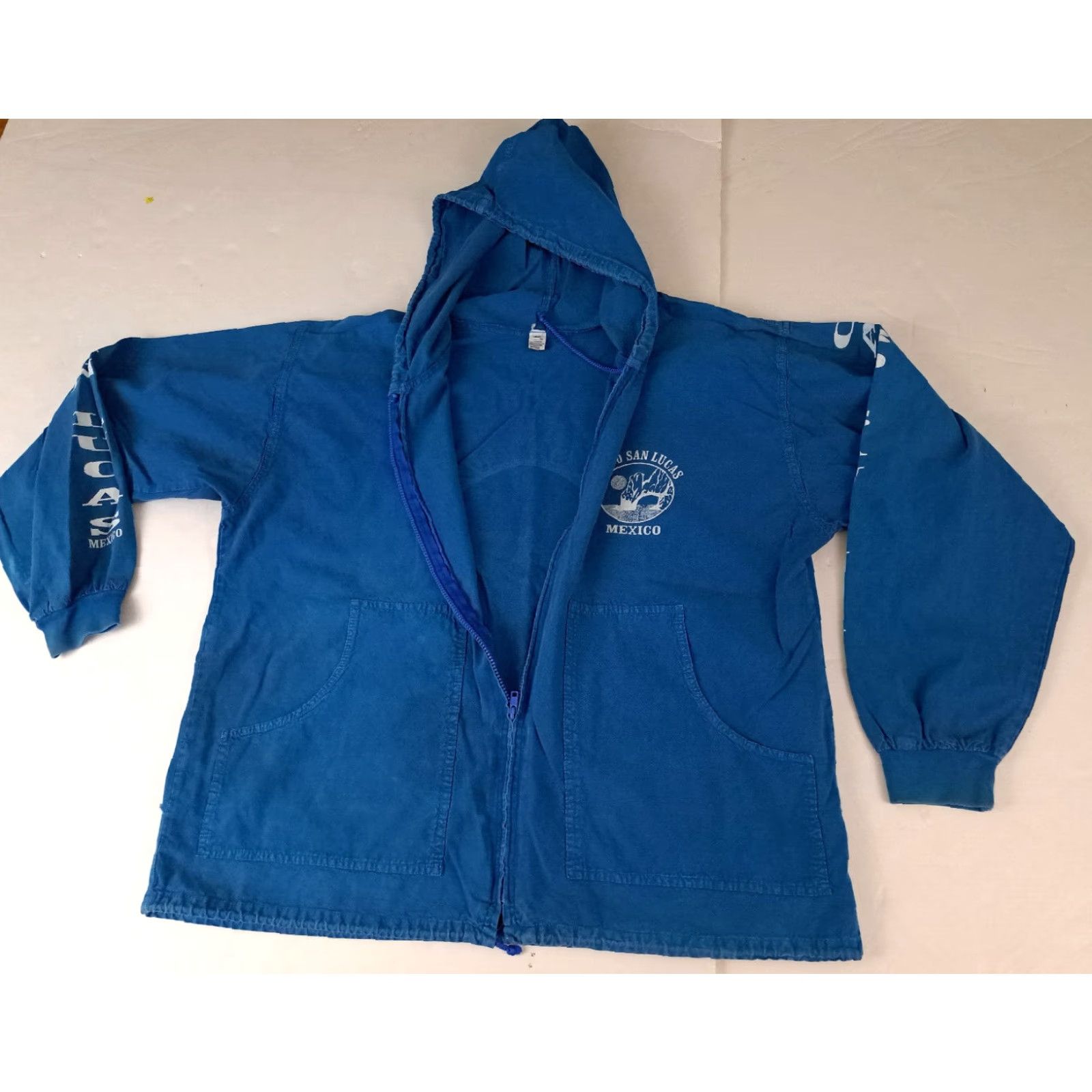 Nautica VINTAGE Canvas Nautical Hoodie Zip Unbranded Unisex Adults Sz 42 Blue Full Zip Beach 26in Long 26in Pit to Pit Mens Womens Size US XL / EU 56 / 4 - 8 Thumbnail