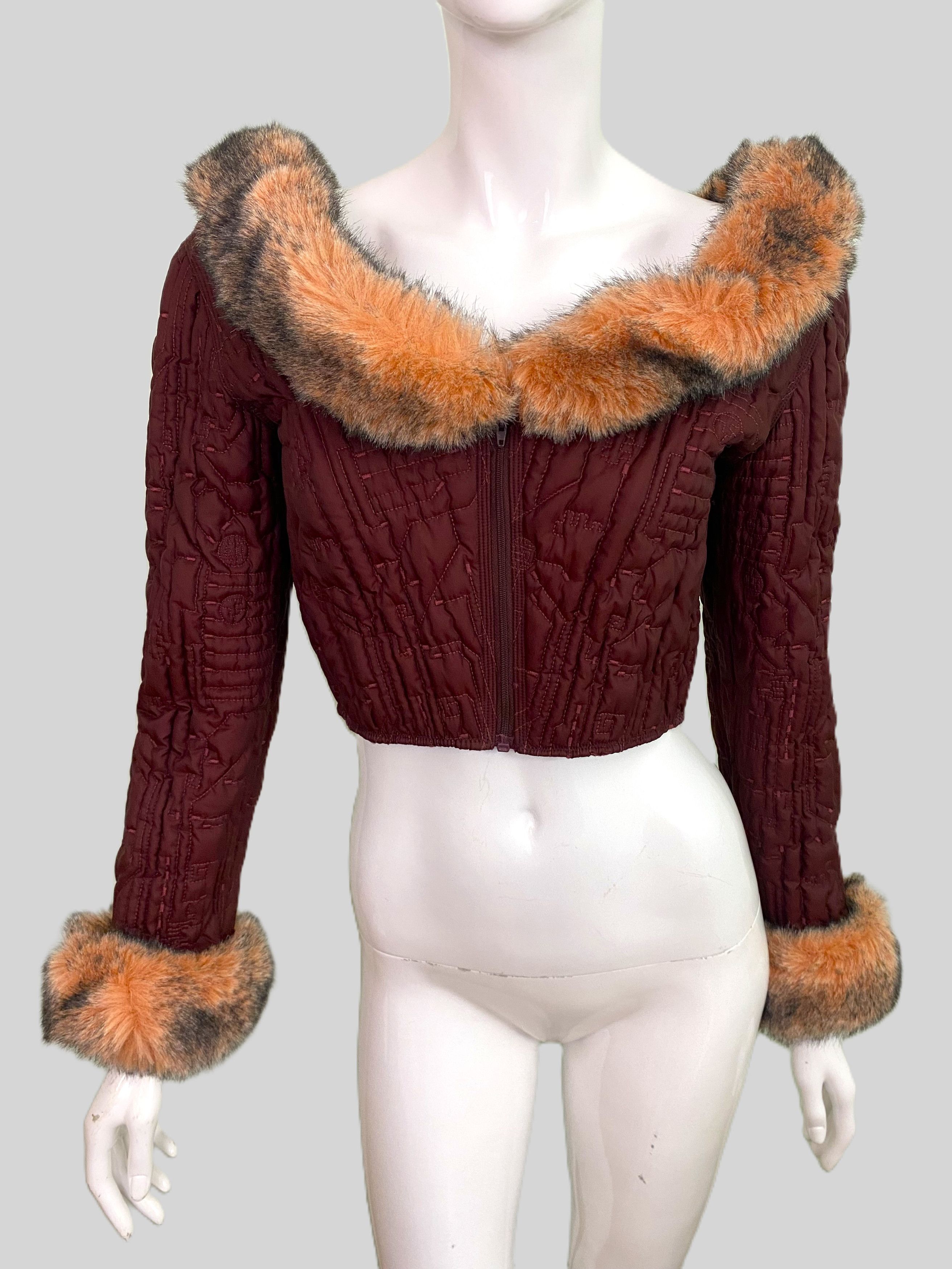 Jean Paul Gaultier Jean Paul Gaultier F/W 1995 Faux Fur Jacket Top Bustier Size M / US 6-8 / IT 42-44 - 2 Thumbnail