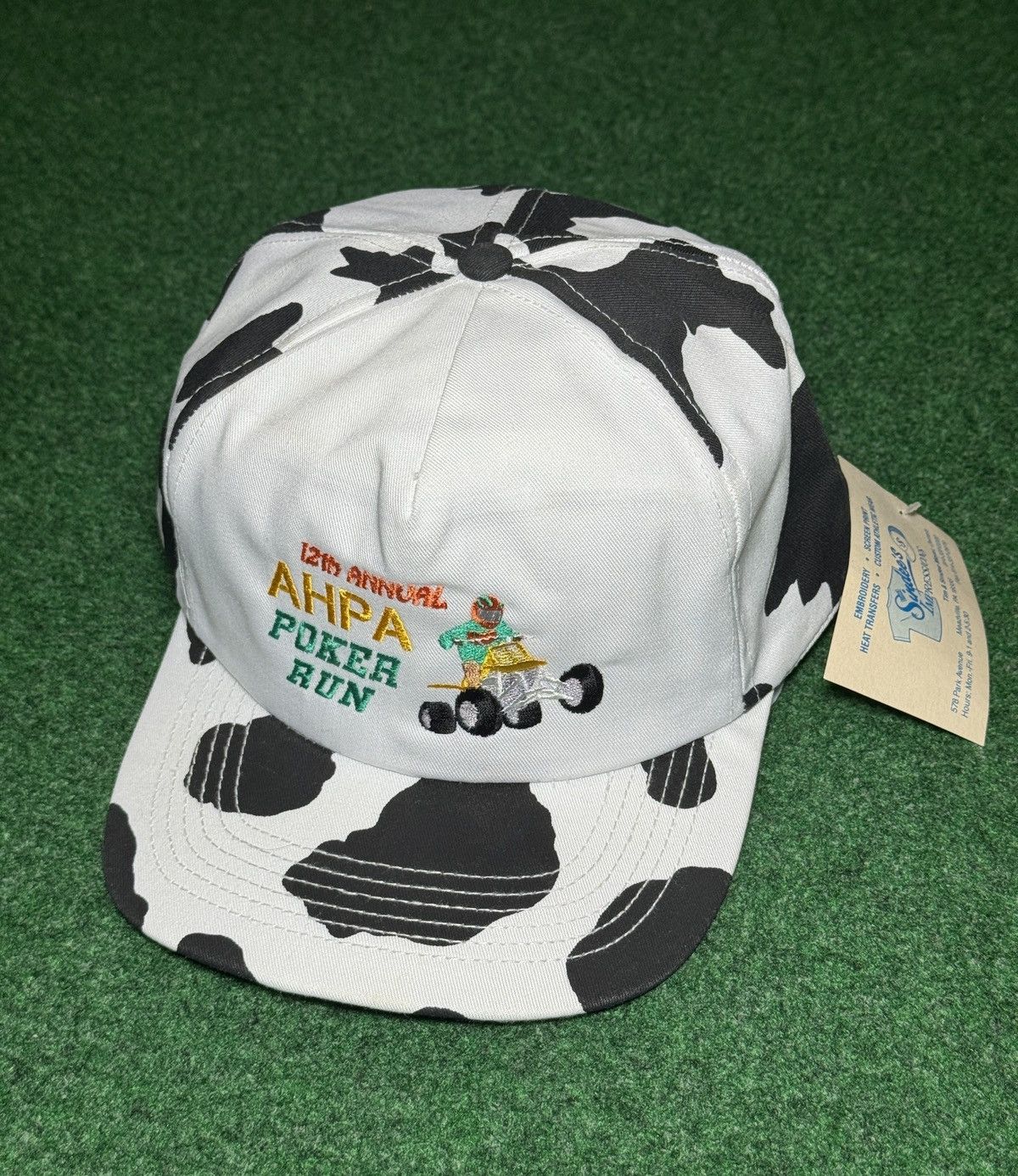 Vintage Cow Print Pattern 90s Poker Run Snapback NWT Hat