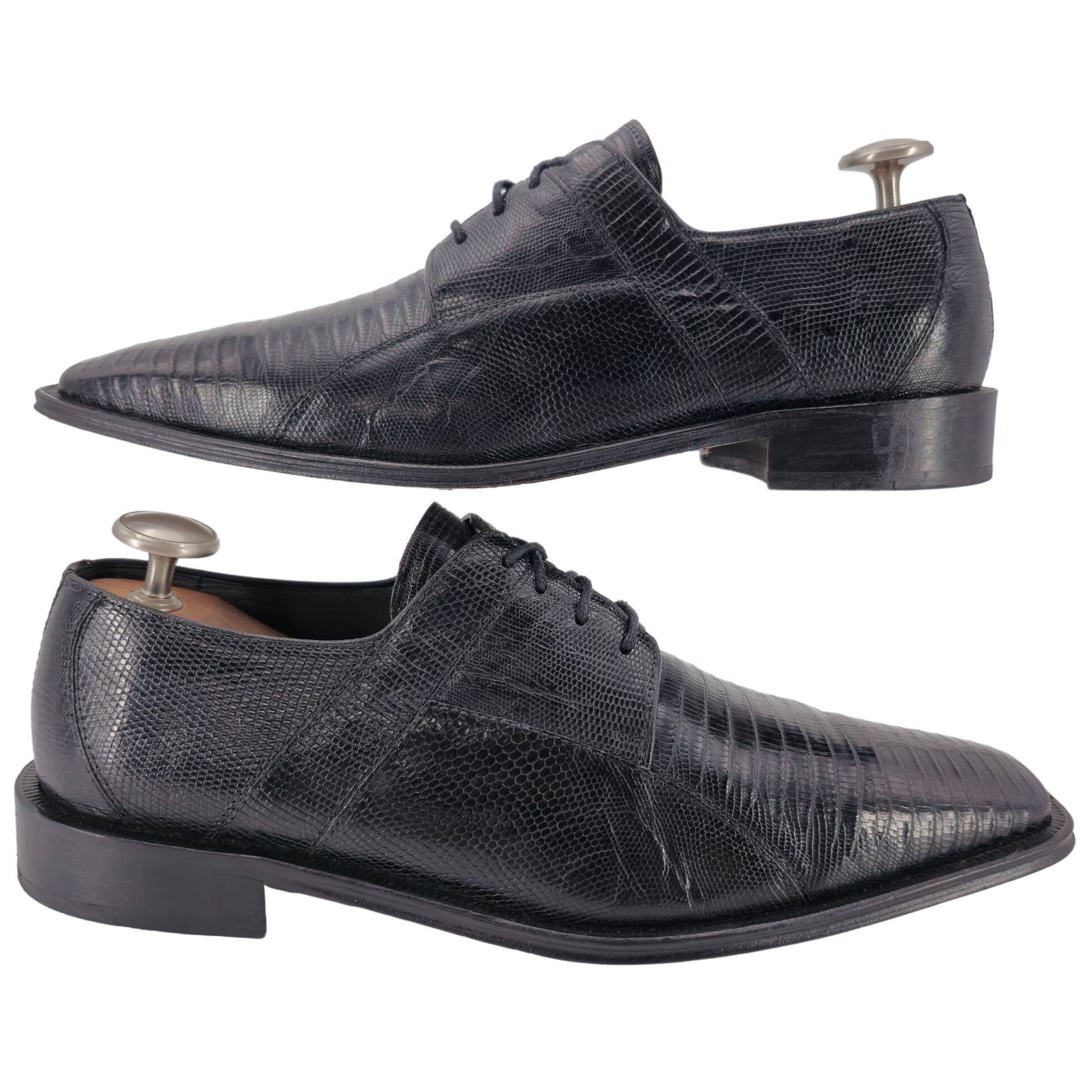 David Eden Vintage David Eden Exotic Teju Lizard Black Dress Shoes Mens Size US 10.5 / EU 43-44 - 4 Thumbnail