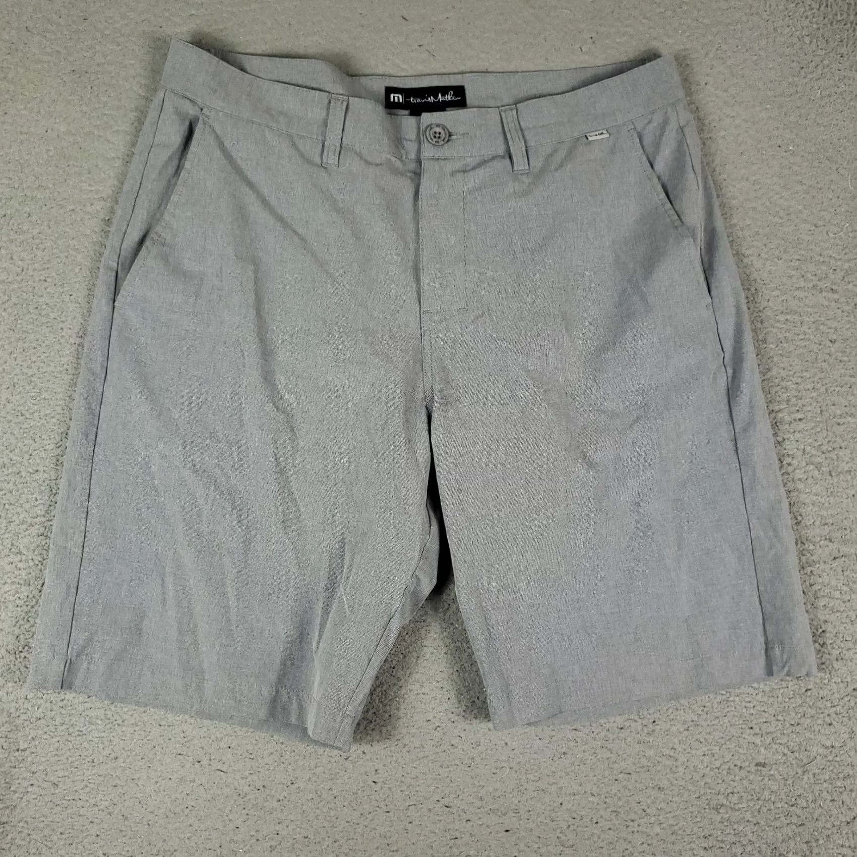 TravisMathew Travis Mathew Shorts Mens 34 Gray Golf Flat Front Slash Pocket Chino Regular Waist 34 Vintage No Size US 34 / EU 50 - 2 Thumbnail
