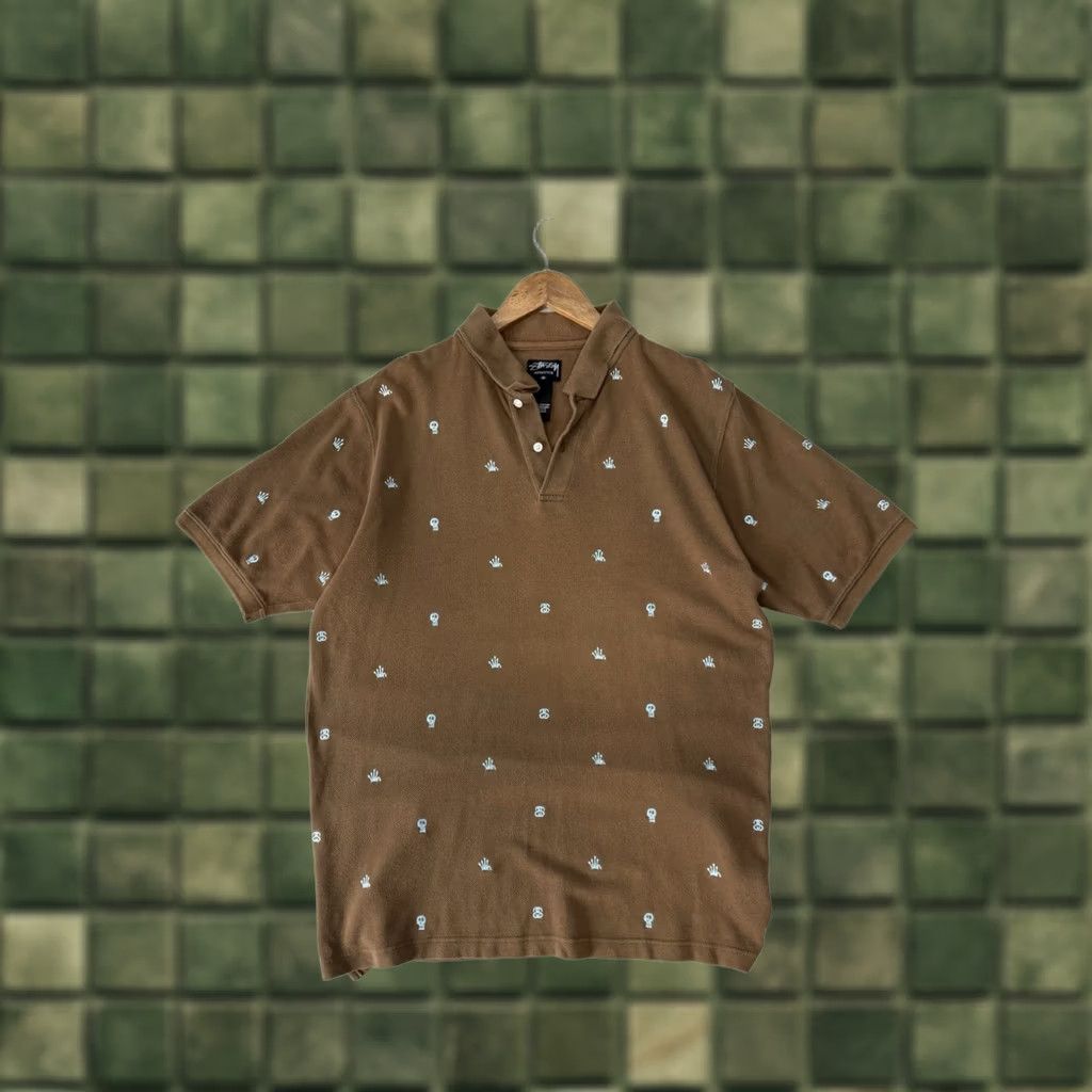 Vintage VINTAGE Stussy Polo T Shirt Brown Logo Monogram Embroidered 90s City Retro Y2K Size US M / EU 48-50 / 2 - 1 Thumbnail