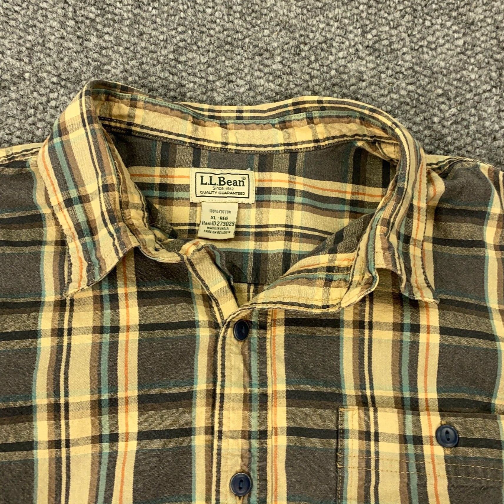 Vintage VINTAGE L.L.Bean Shirt Men XL Beige Plaid Heavyweight Button-Up Long Sleeve Classic Fit Size US XL / EU 56 / 4 - 3 Thumbnail
