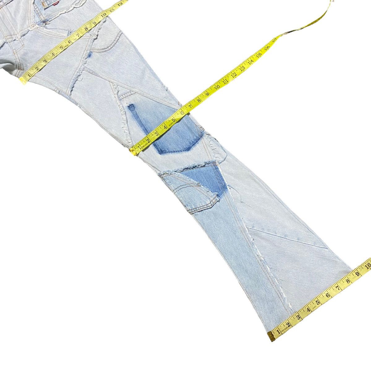 Japanese Brand JUNGLE CAT Reworked Recylce Paper Denim Flare Jeans Size US 28 / EU 44 - 21 Thumbnail