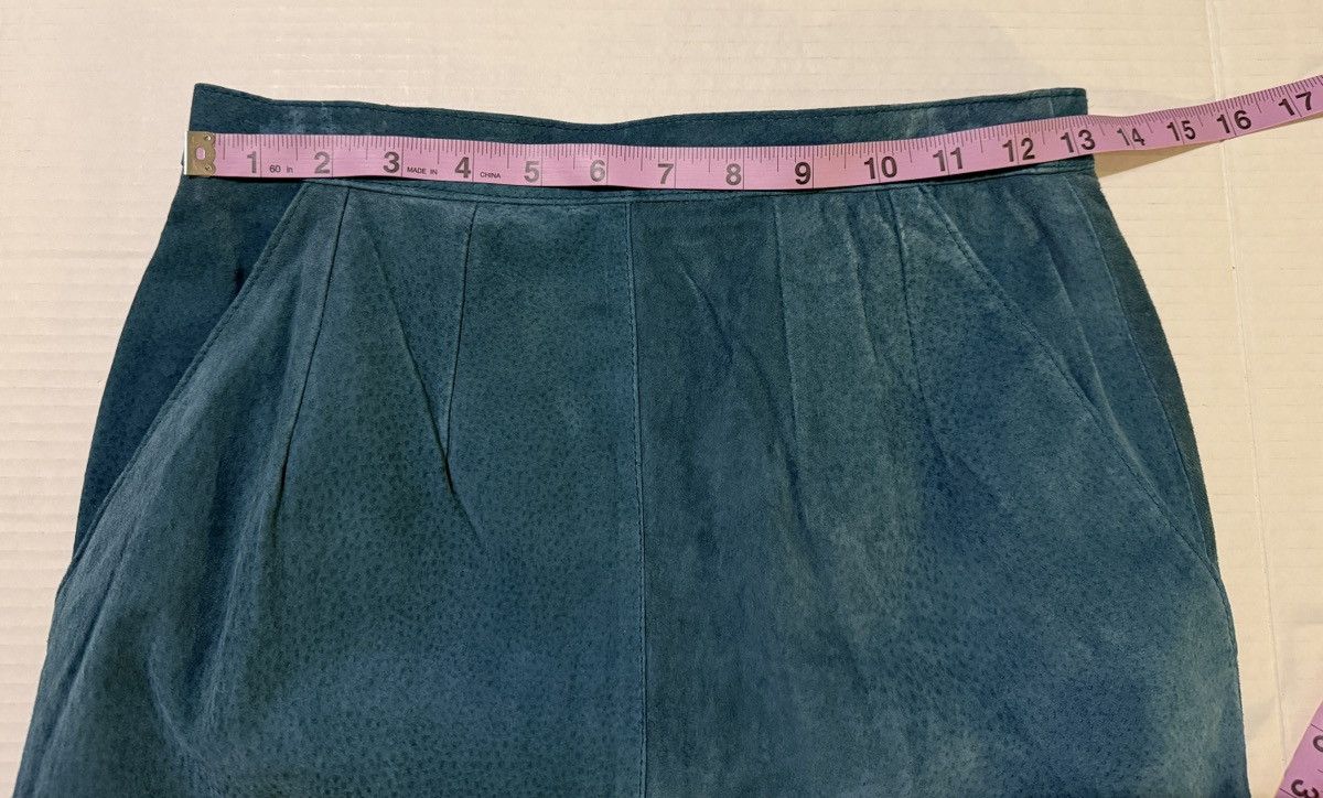 Vintage Petite Illustrations Teal Vtg Leather Suede Pencil Skirt Size 30" / US 8 / IT 44 - 6 Thumbnail