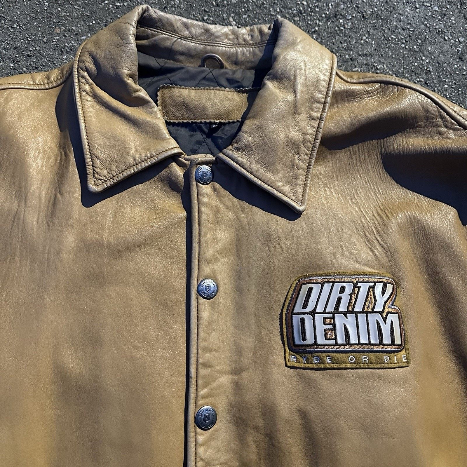 Leather × Ruff Ryders × Vintage Vintage Ruff Ryders Dirty Denim Ride or Die Leather Jacket Size US XXL / EU 58 / 5 - 4 Thumbnail
