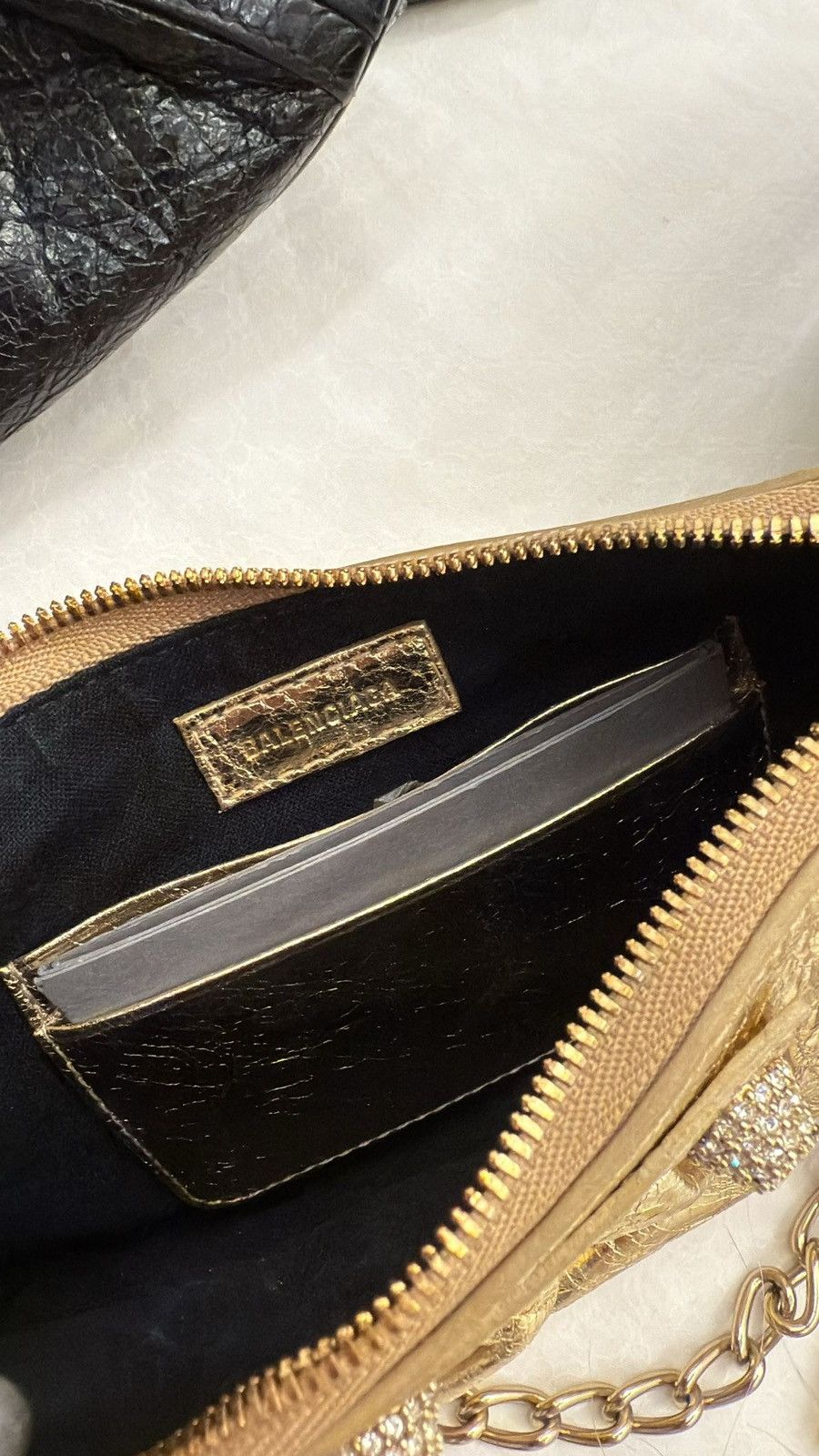 Balenciaga Balenciaga Le Cagole Mini Bag With Rhinestones In Light Gold Size ONE SIZE - 5 Thumbnail