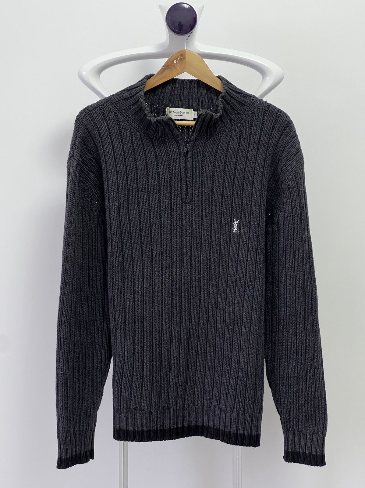 Yves Saint Laurent YSL Sweater Knit 1/4 Zip Size US L / EU 52-54 / 3 - 1 Thumbnail