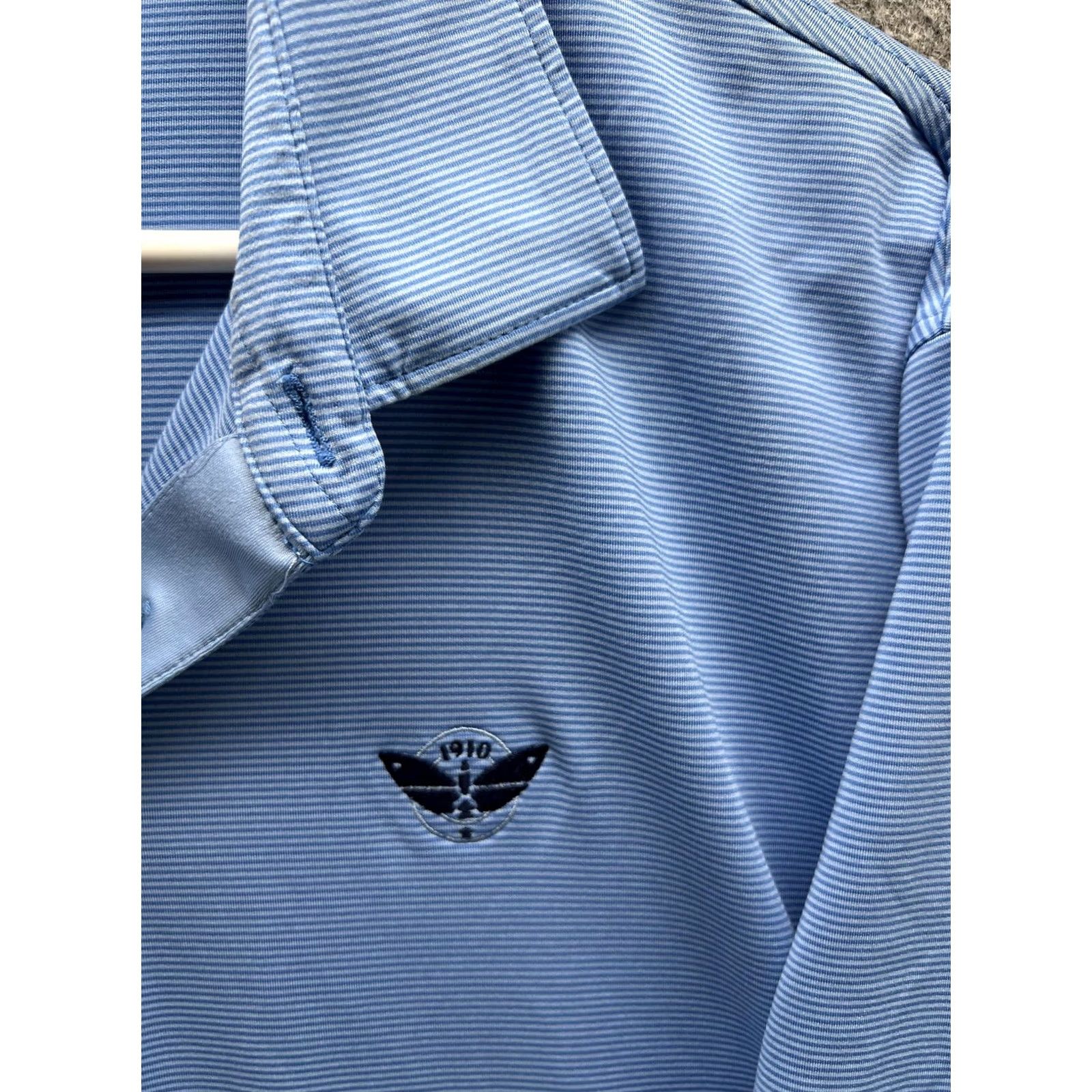 Peter Millar Peter Millar Summer Comfort Polo Shirt Mens Large Blue Stripe Golf Performance Shirt Size US L / EU 52-54 / 3 - 3 Thumbnail