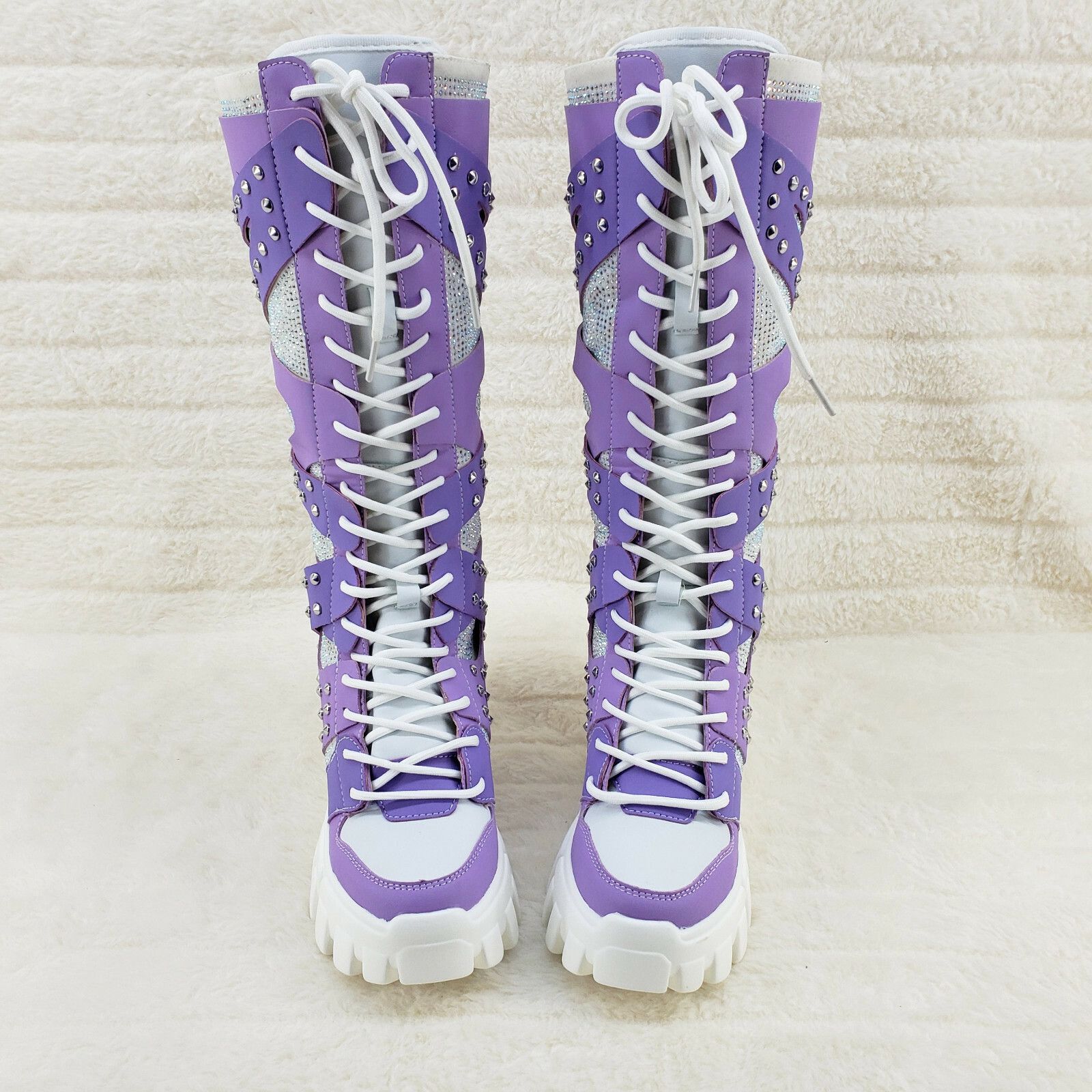 Other Wang Limited Lilac Purple White Platform Sneaker Knee Boots Size US 6 / IT 36 - 2 Thumbnail